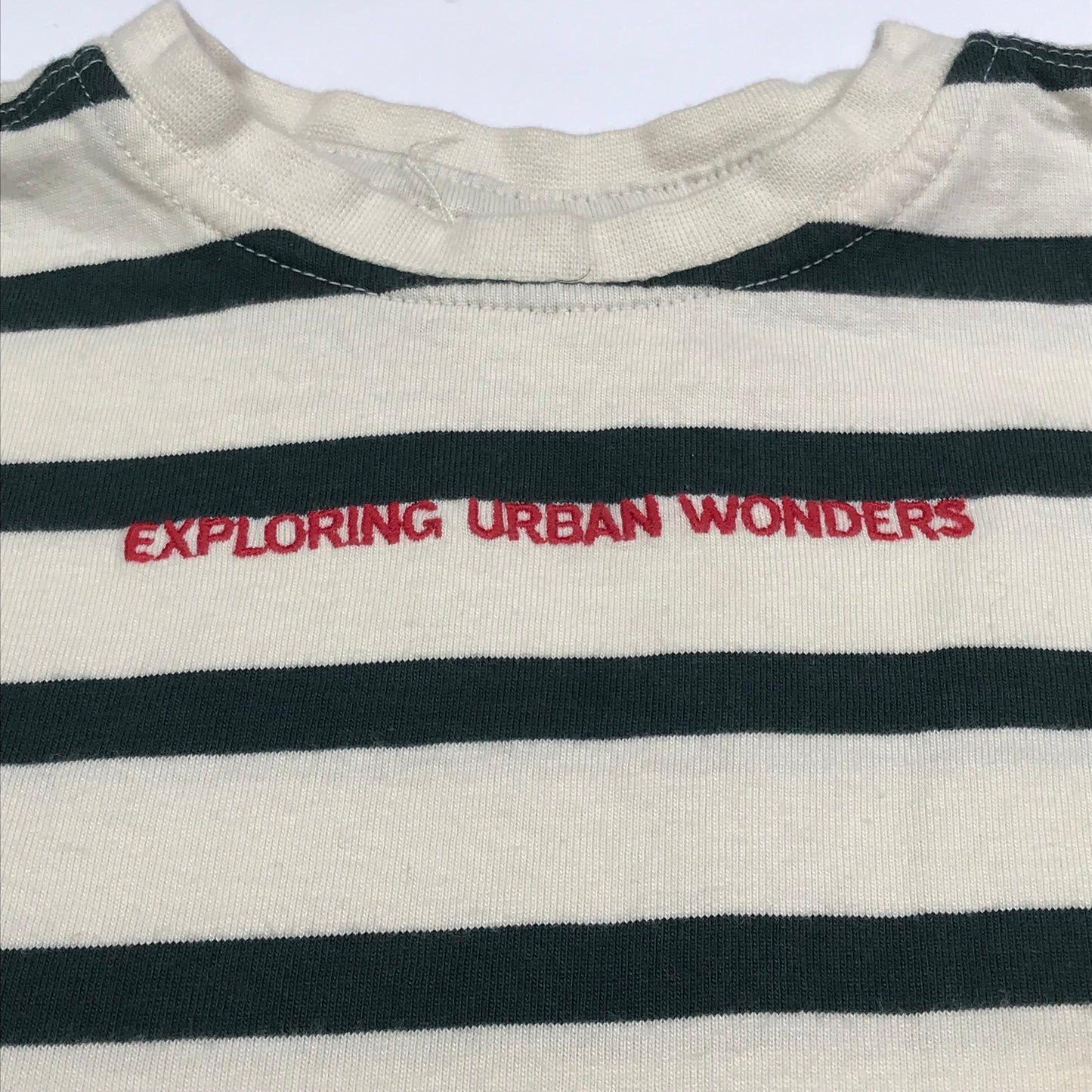 Zara Kids Long Sleeve Striped Shirt Cream Green Boys Size 2Y