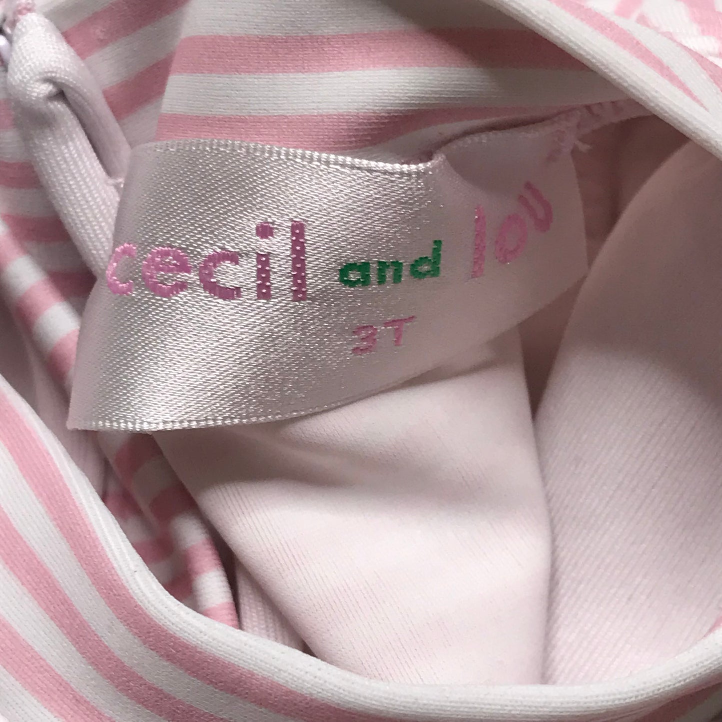 Cecil & Lou Seersucker Stripe Pink White One Piece Swimsuit Girl Size 3T