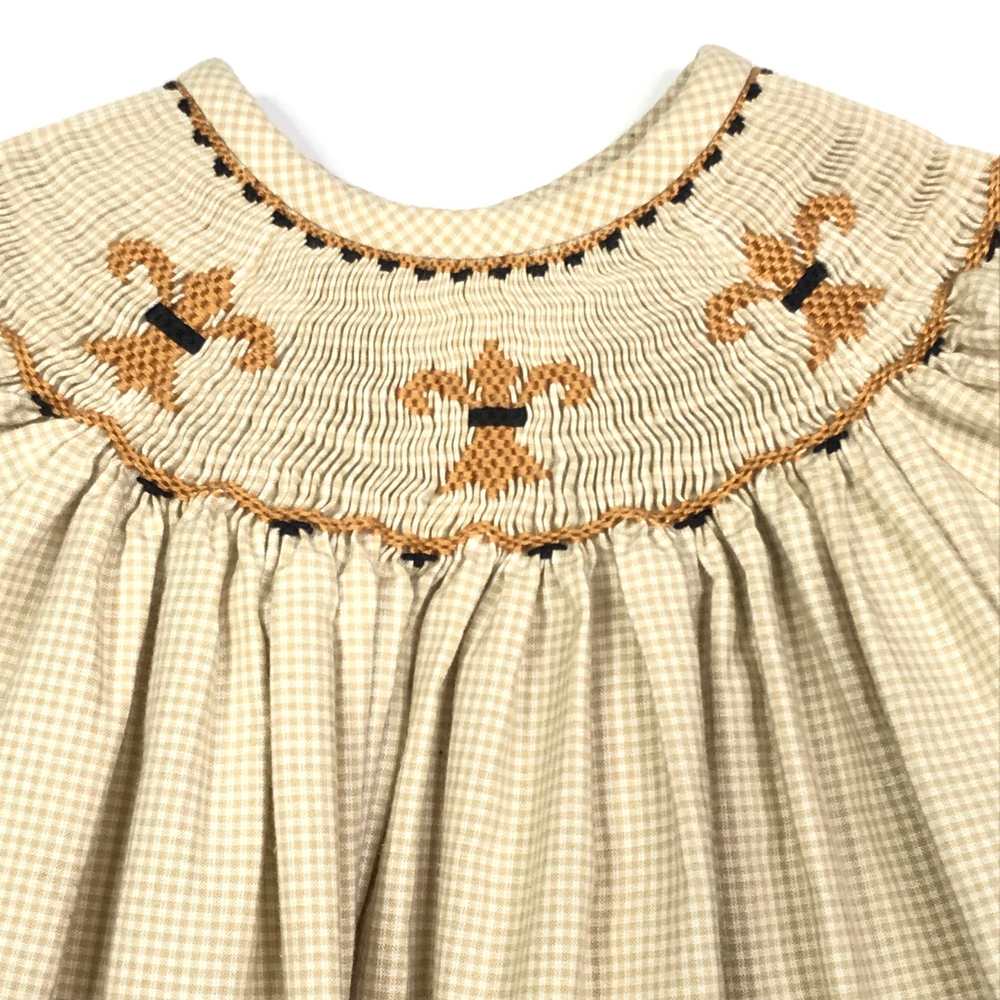 Banbury Cross New Orleans Fleur de Lis Smocked Dress Girl Size 9M
