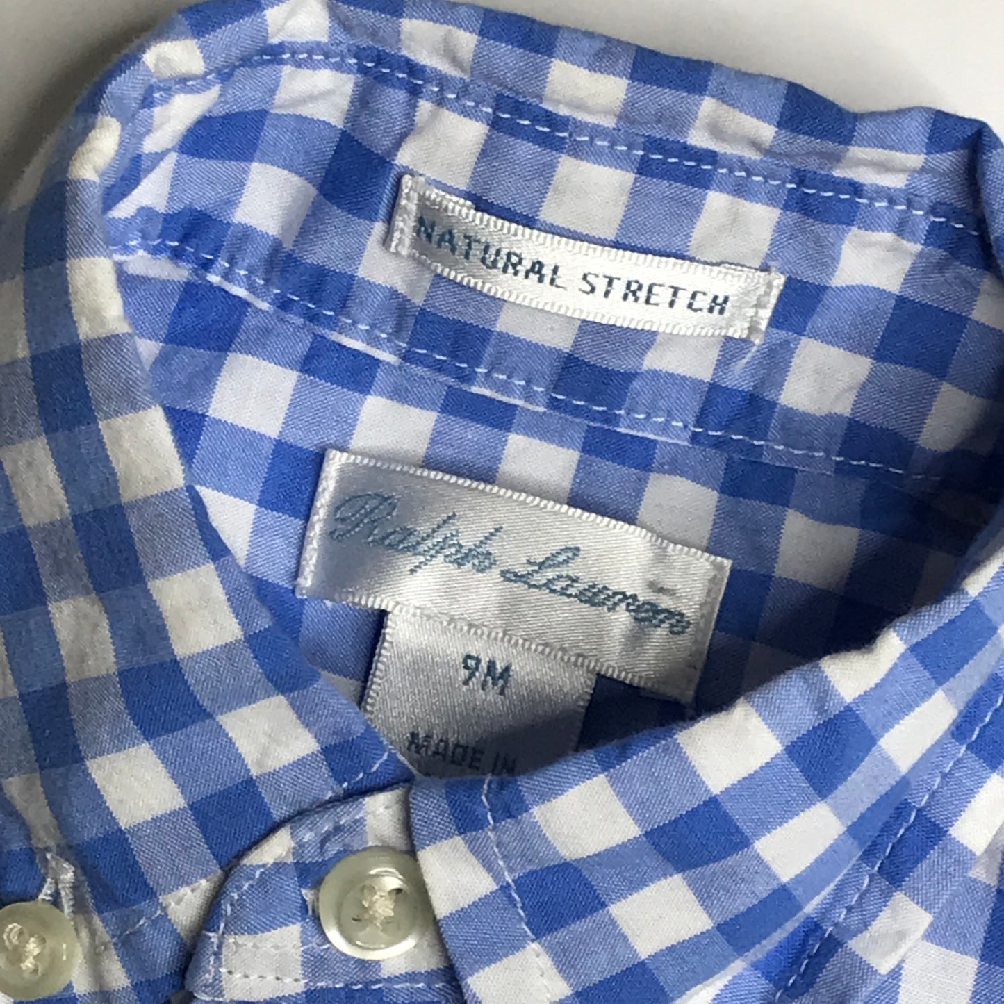 Polo Ralph Lauren Baby Boy Gingham Button Down Shirt Size 9M