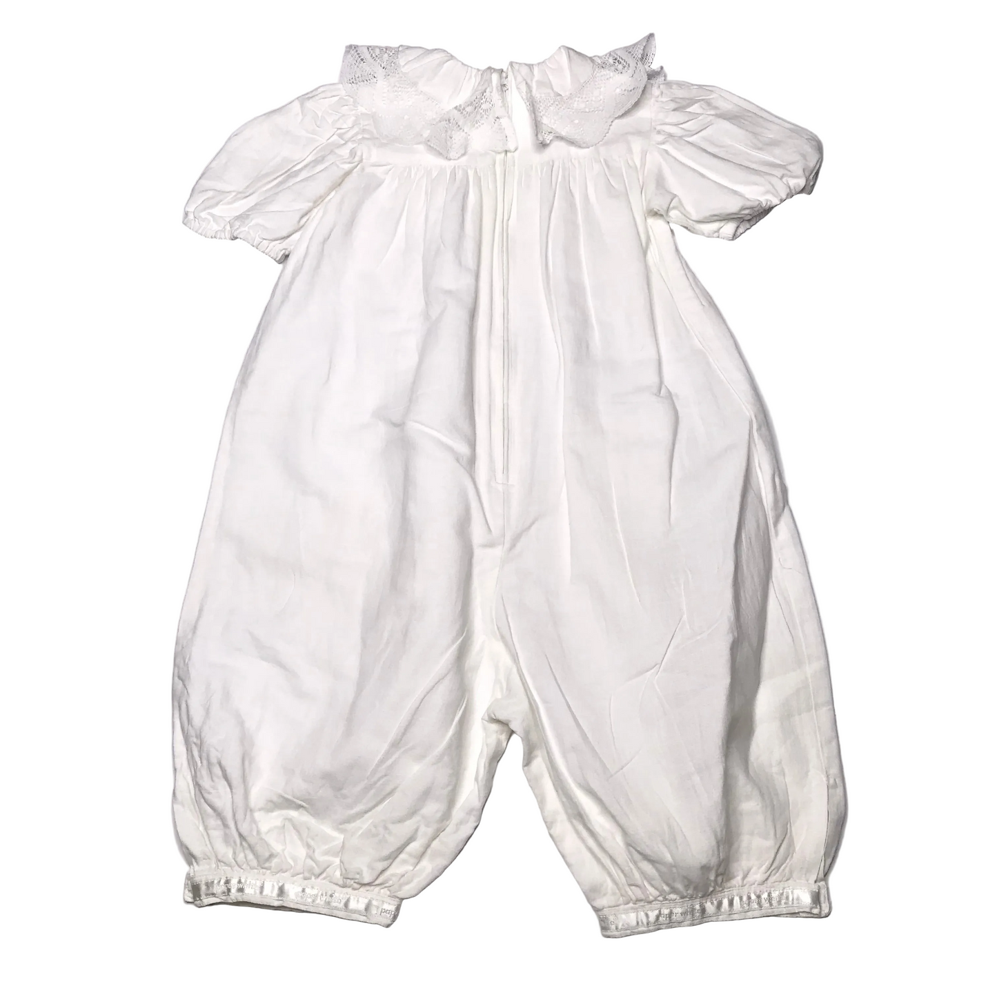 Paper White Heirloom Bubble Romper White Lace Collar Size 2T