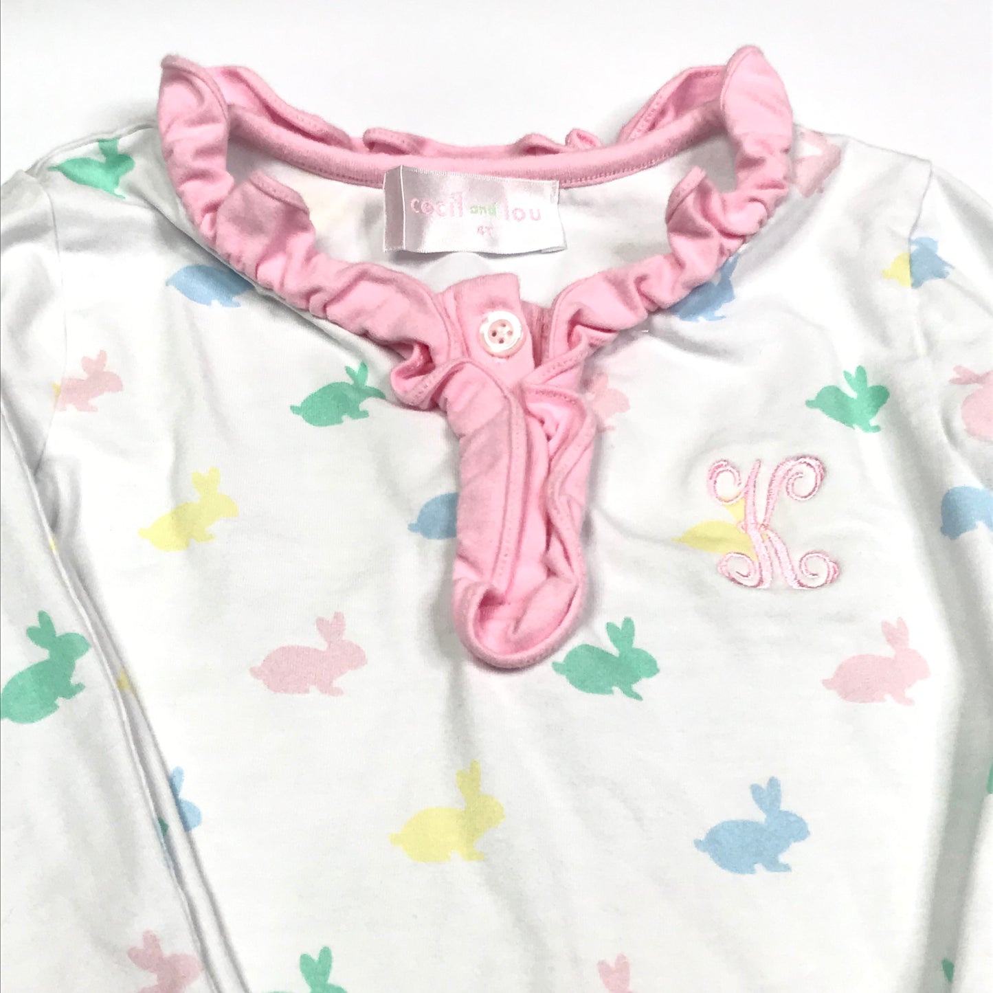 Cecil & Lou Easter Bunny “K” Pajamas Jammie’s Girls Size 4T