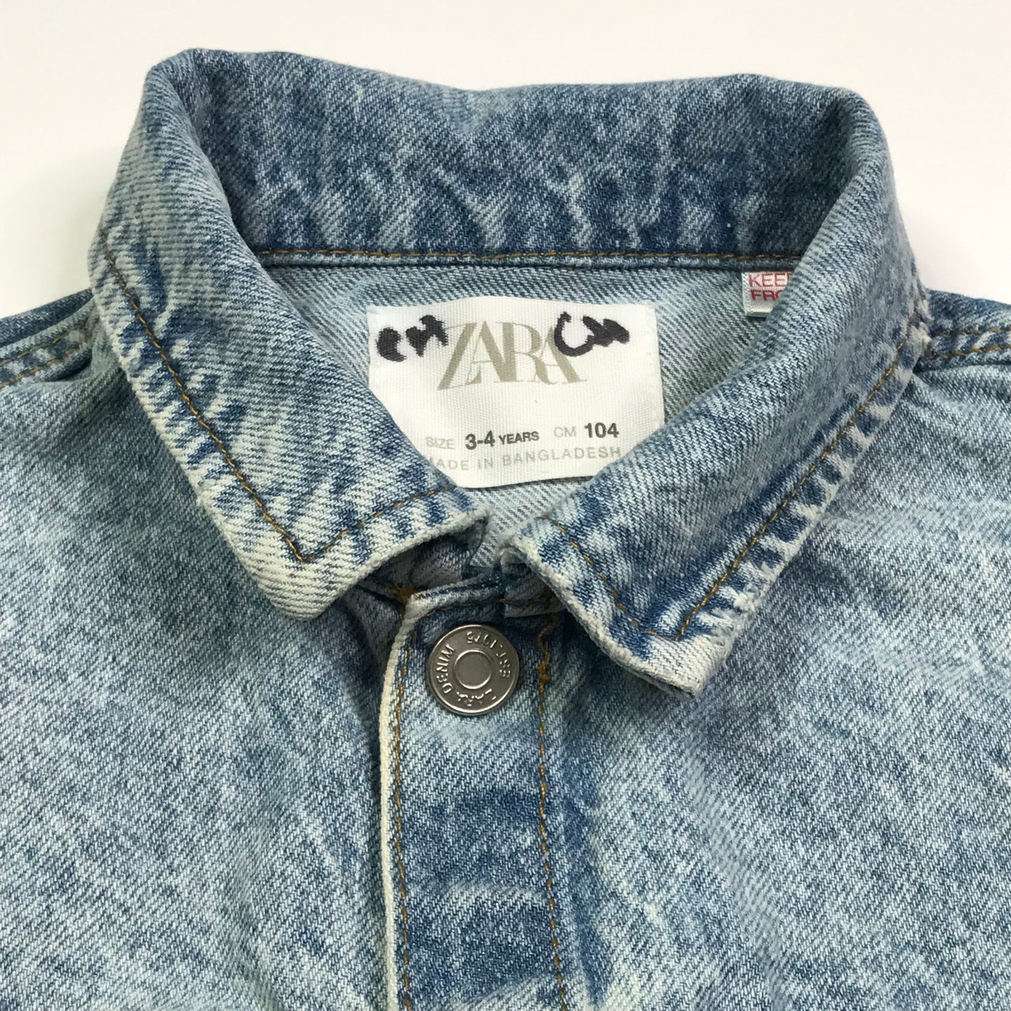 Zara Denim Blue Jean Jacket Unisex Size 3-4Y