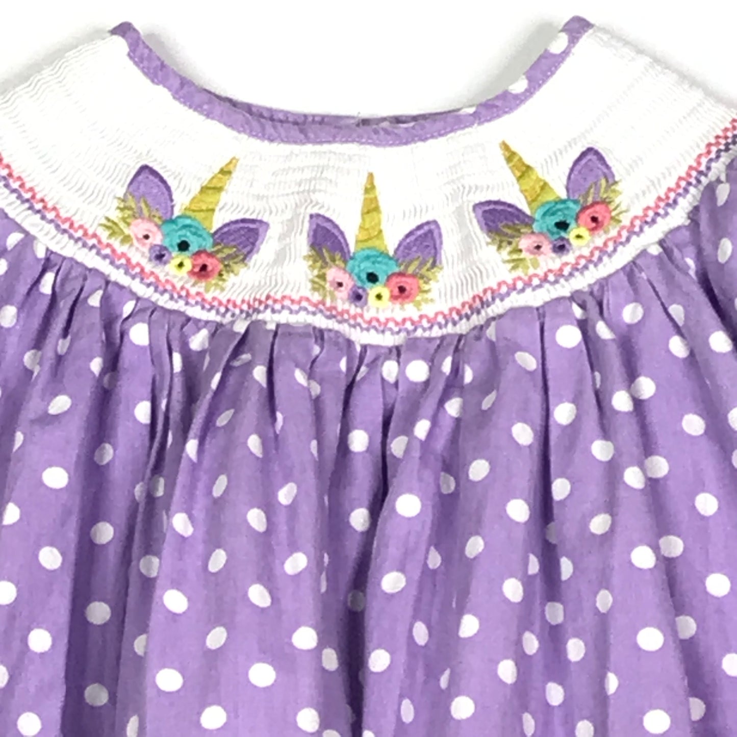 Lil Cactus Smocked Dress Unicorns Polka Dot Girls Size 4T
