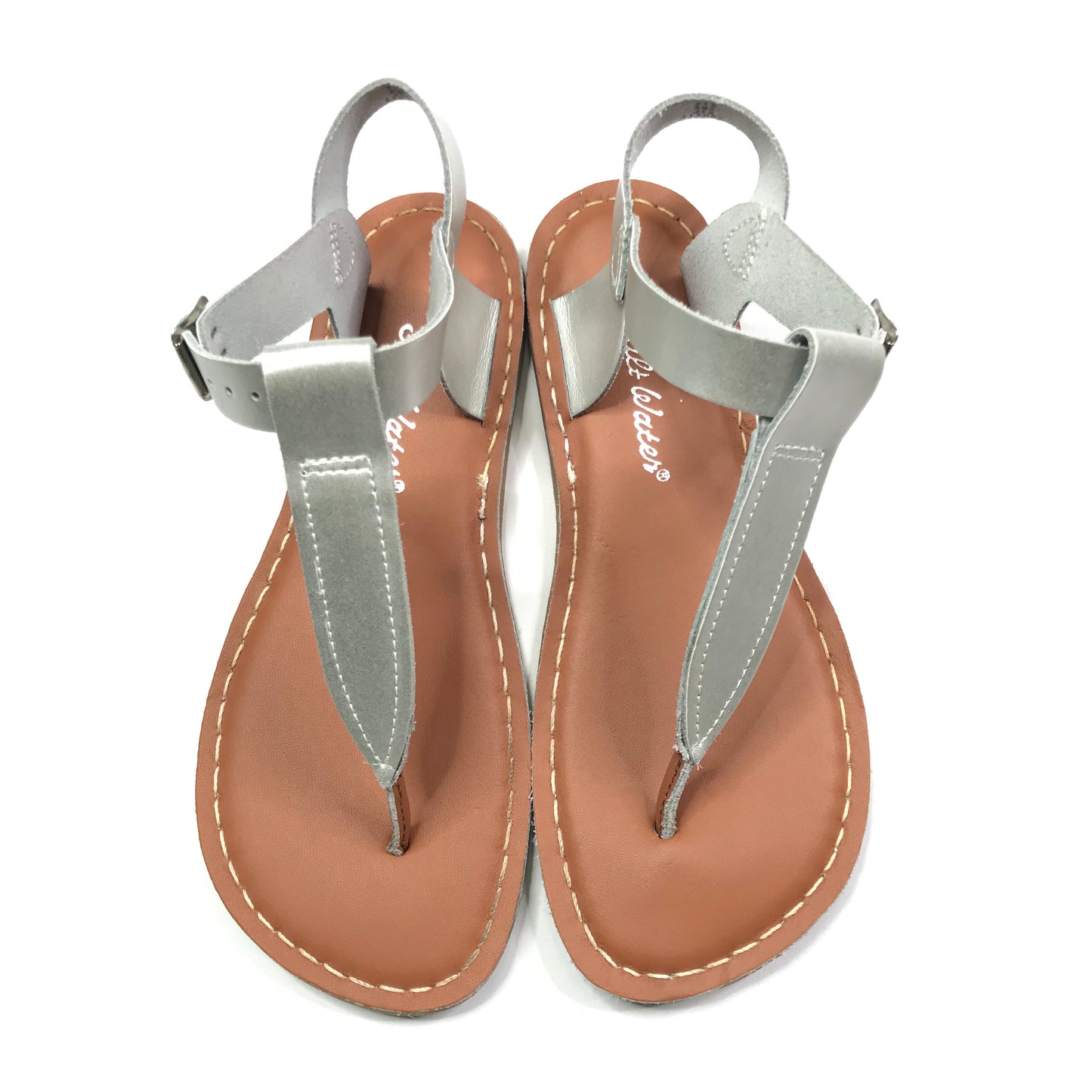 Sun-San Salt Water Thong Sandals Silver Girls Size 3
