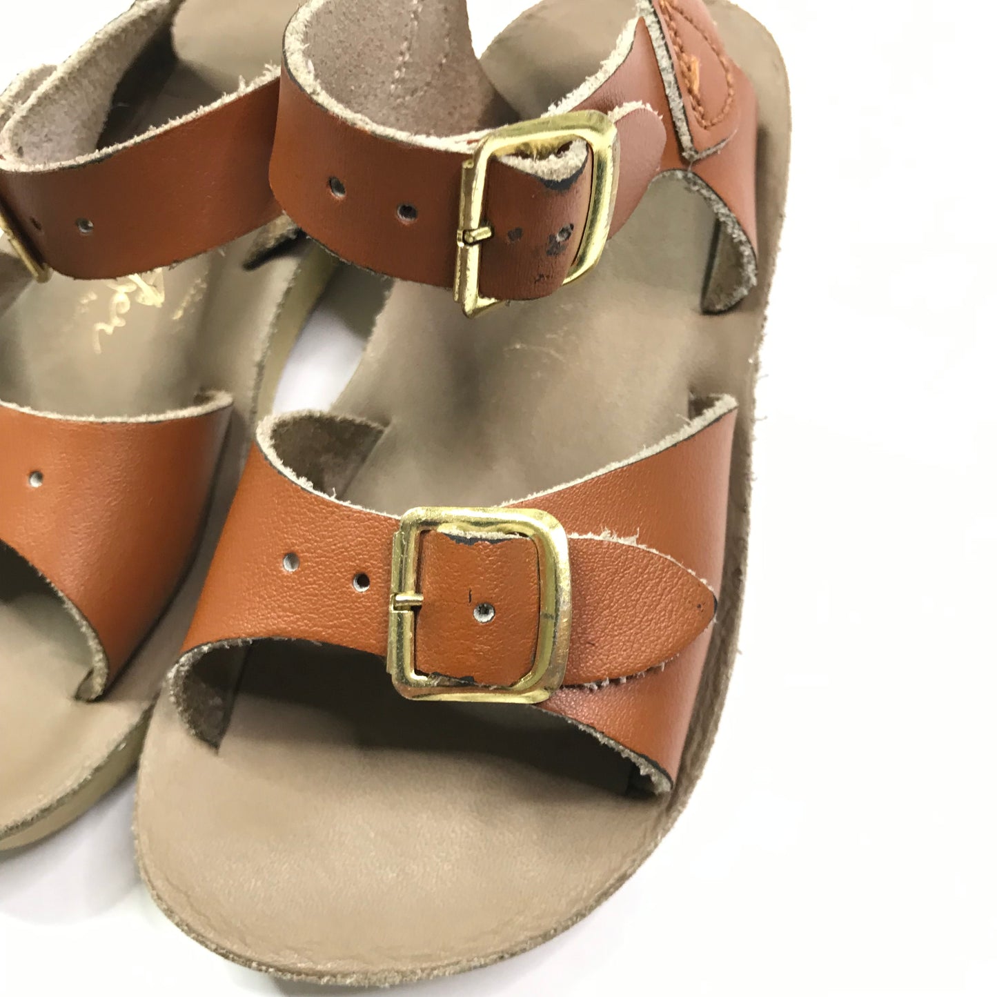 Sun-San Surfer Salt Water Sandals White Shoes Tan Unisex Size 7