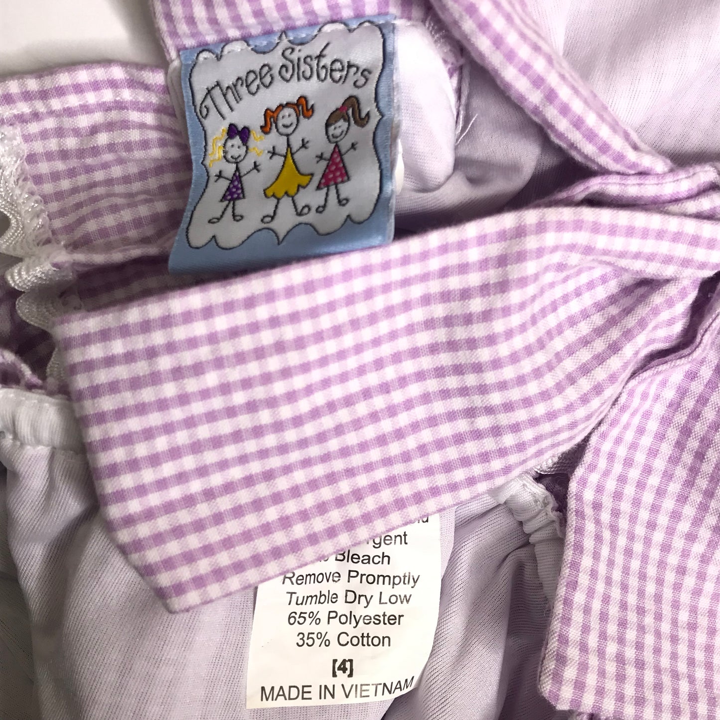 Three Sisters Seersucker Gingham Blank Two Piece Swimsuit Purple White Size 4