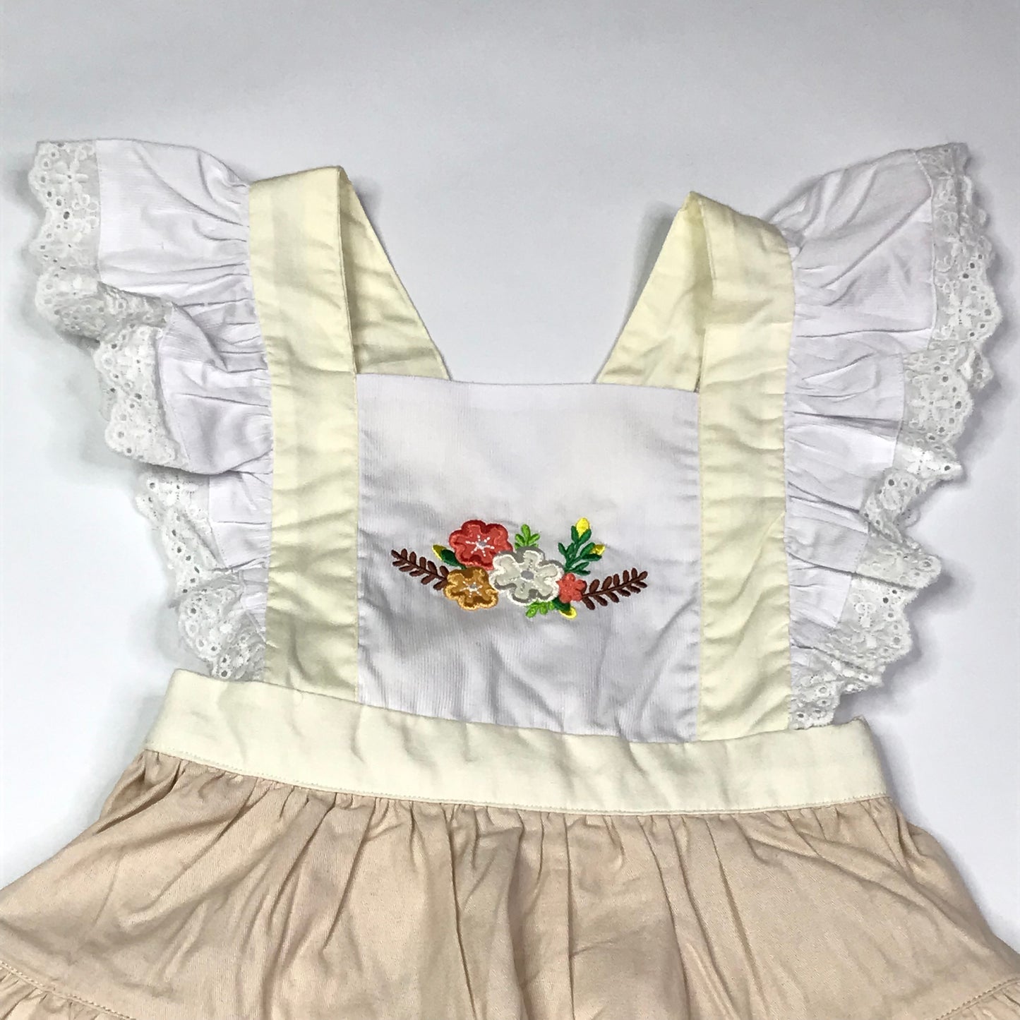 Smocked PolkaDot Apron Frilly Dress Floral Girls Size 24M NWT