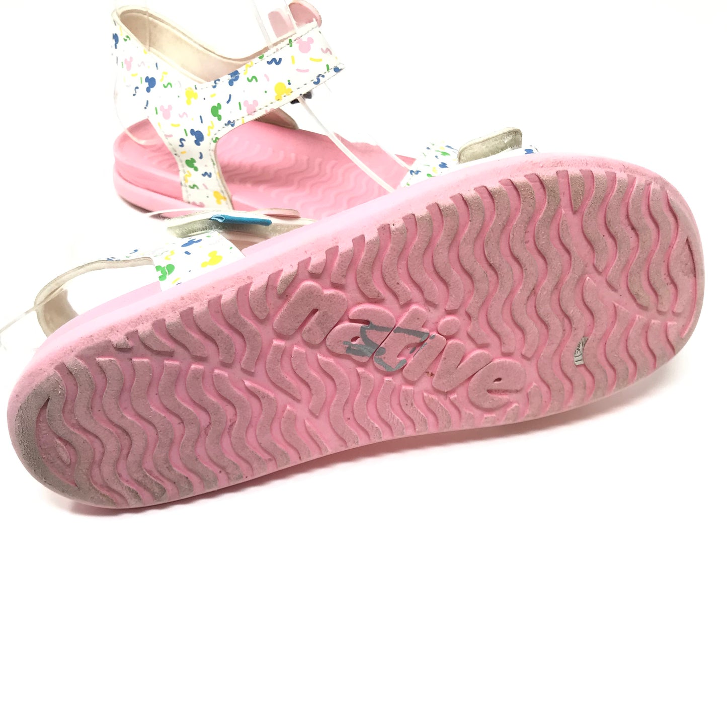 Native Charley Mickey Mouse Confetti Sandals Girls Size 3