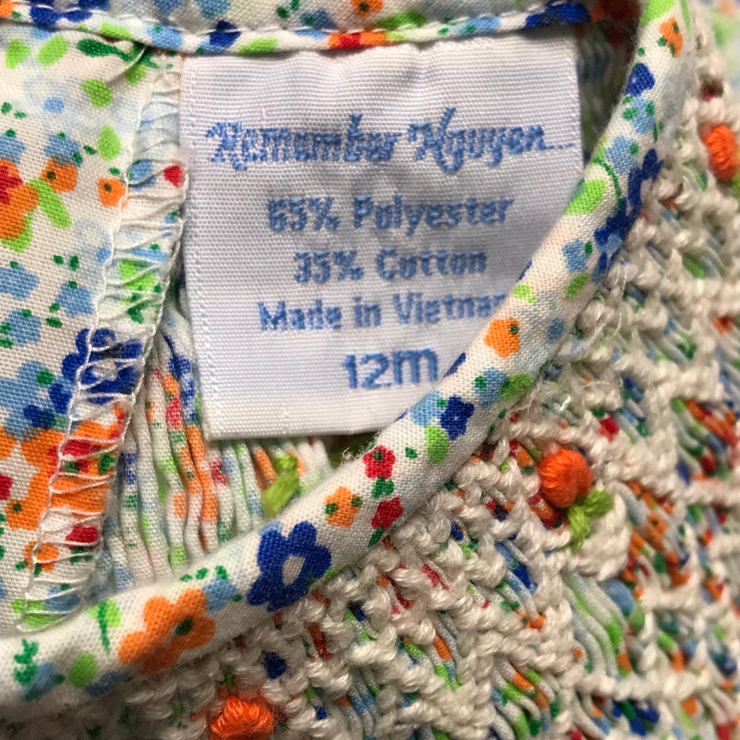 Remember Nguyen Smocked Floral Bubble Baby Girl Size 12M