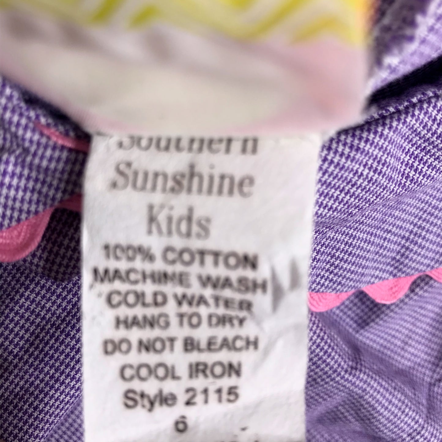 Southern Sunshine Kids Micro-Check Gingham Purple Girls Dress Size 6