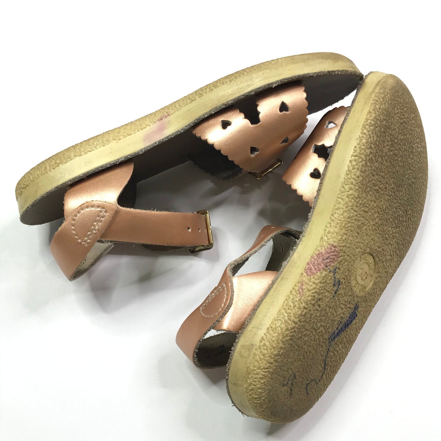 Sun-San Salt Water Sweetheart Sandals Shoes Rose Gold Girls Size 10