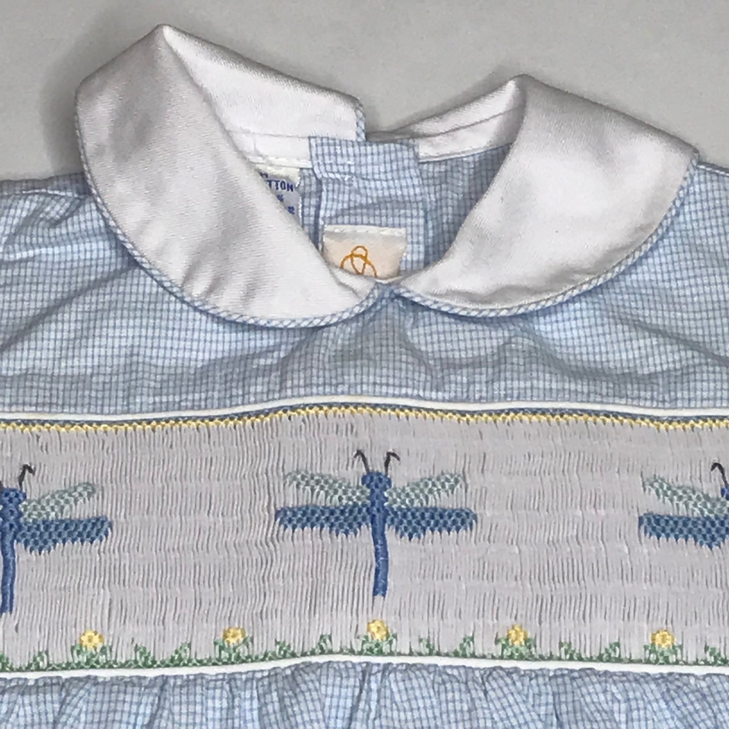 Anavini Smocked Dragonfly Unisex Bubble Blue White Baby Size 9M