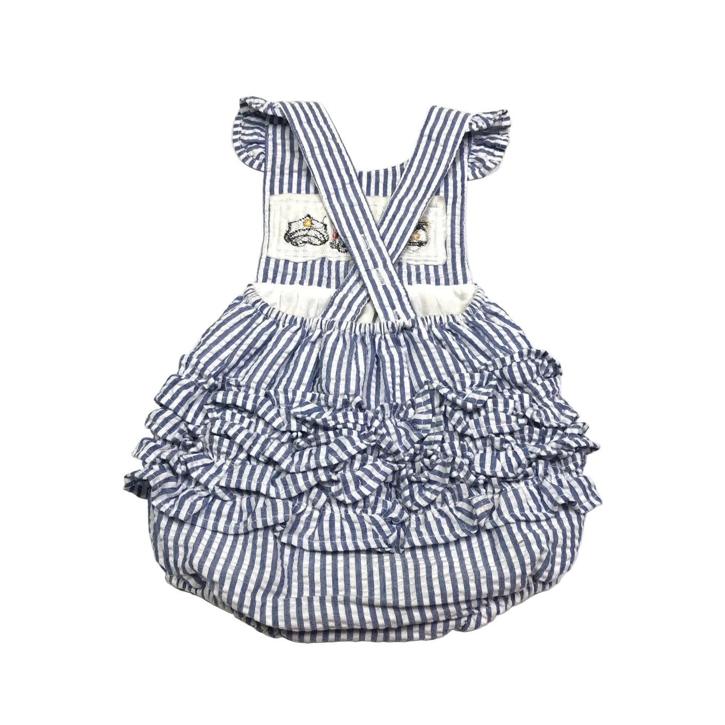 LTC Seersucker Embroidered Appliqué Police Bubble Romper Size 12M