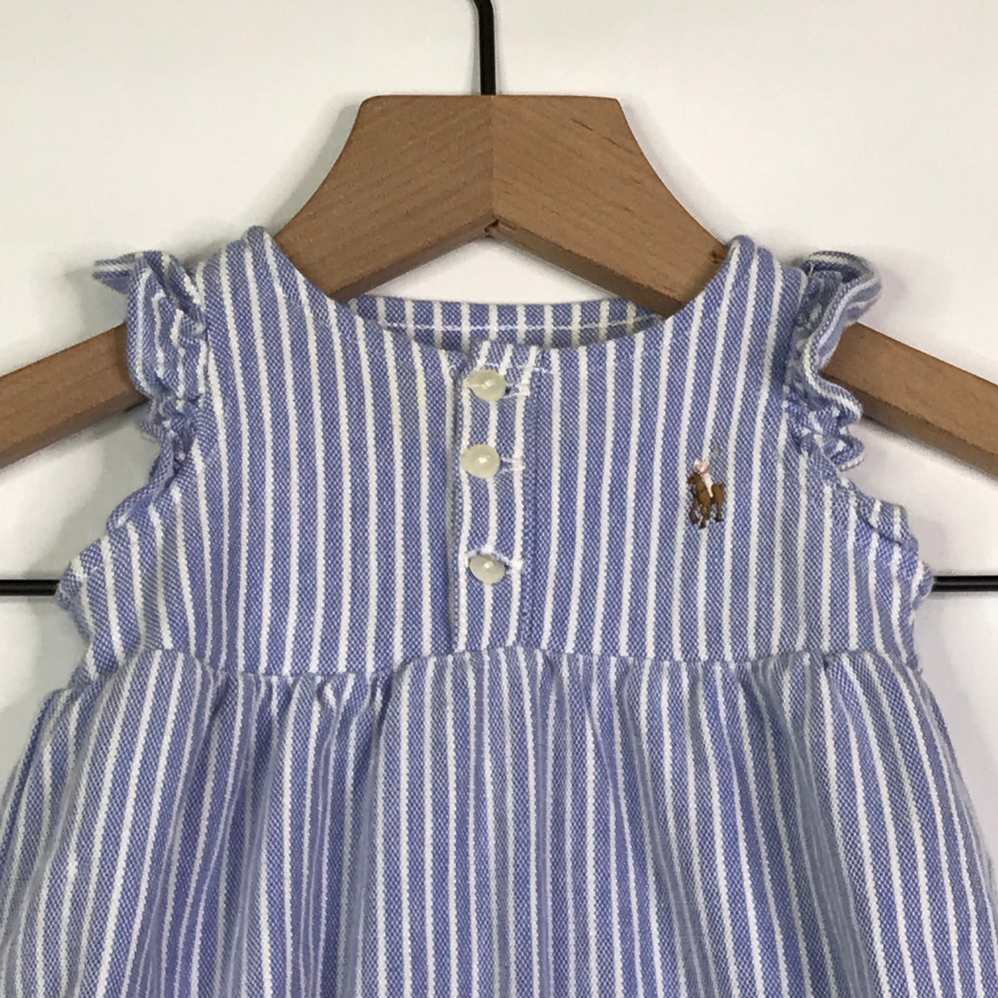 Ralph Lauren Polo Baby Girls Bubble Shortall Striped Size NB Blue White