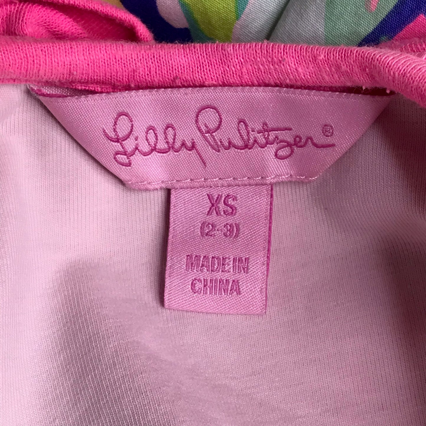 Lilly Pulitzer Claire Floral Casa Banana Pink Dress Girl Size XS(2-3)