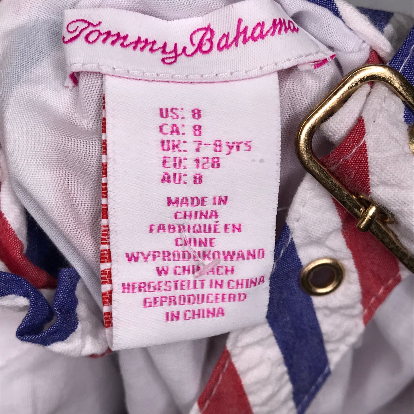 Tommy Bahama Patriotic Striped Dress Red White Blue Girl Size 8