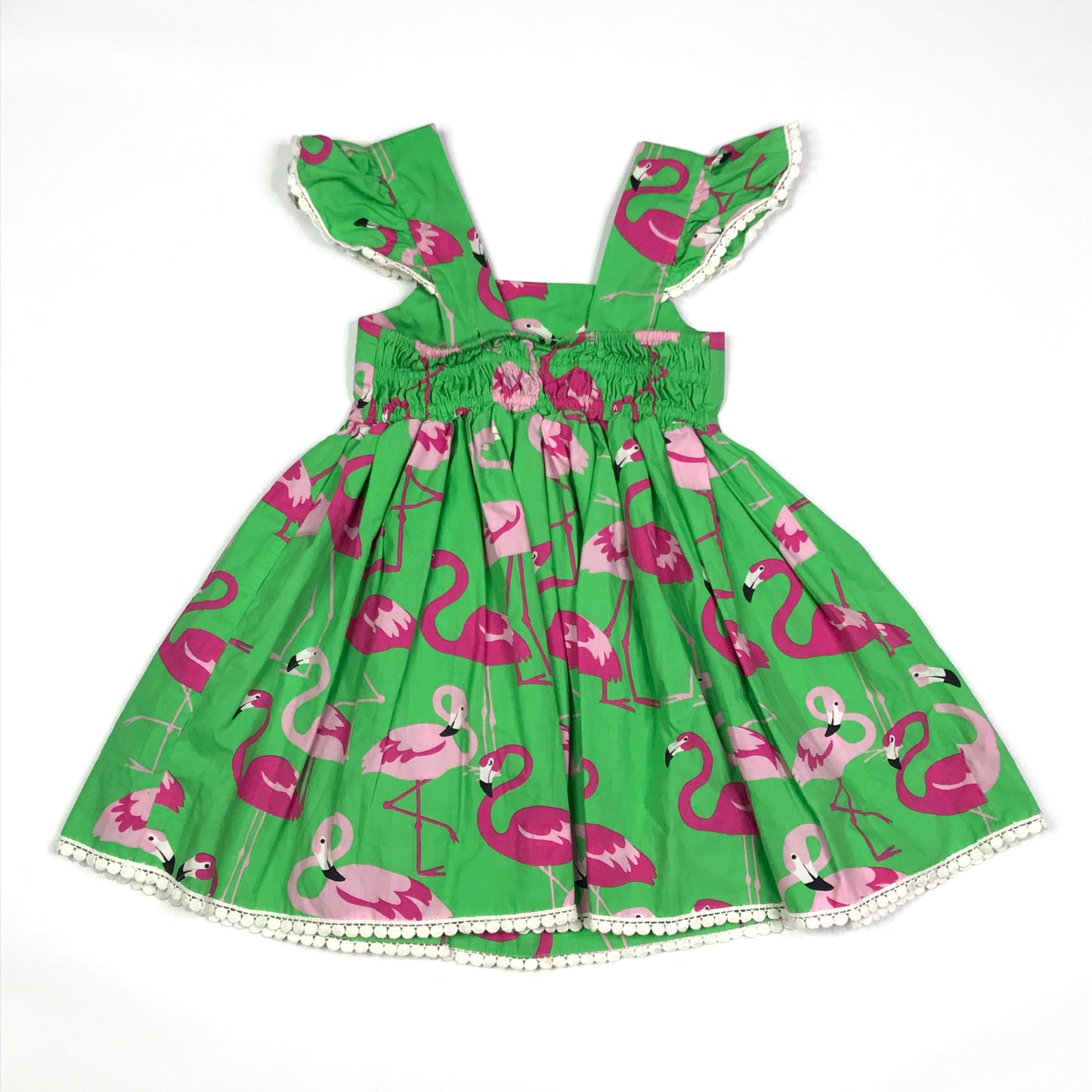 Kelly’s Kids Flamingo Green Pink Dress Girls Size 3-4