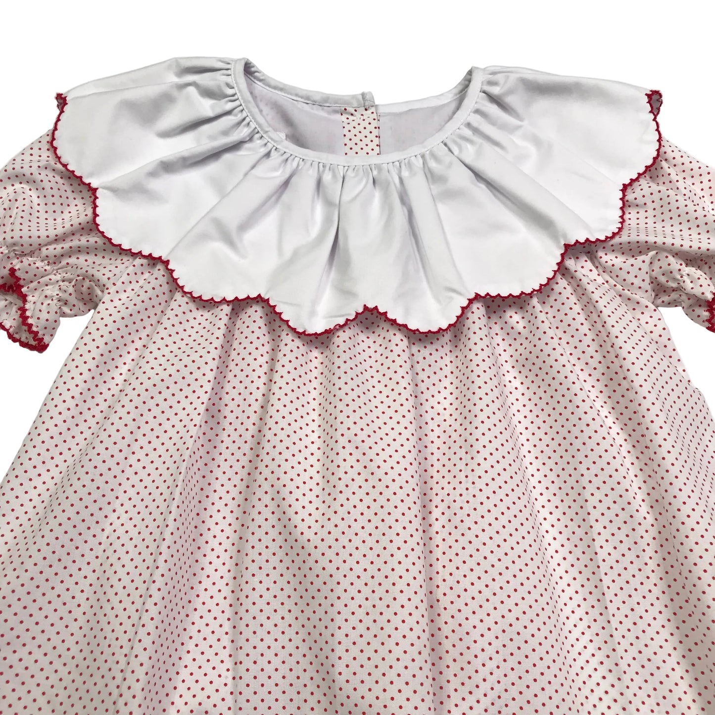 The Smockling White Red Polka Dot Dress Scallop Collar Girls Size 4T