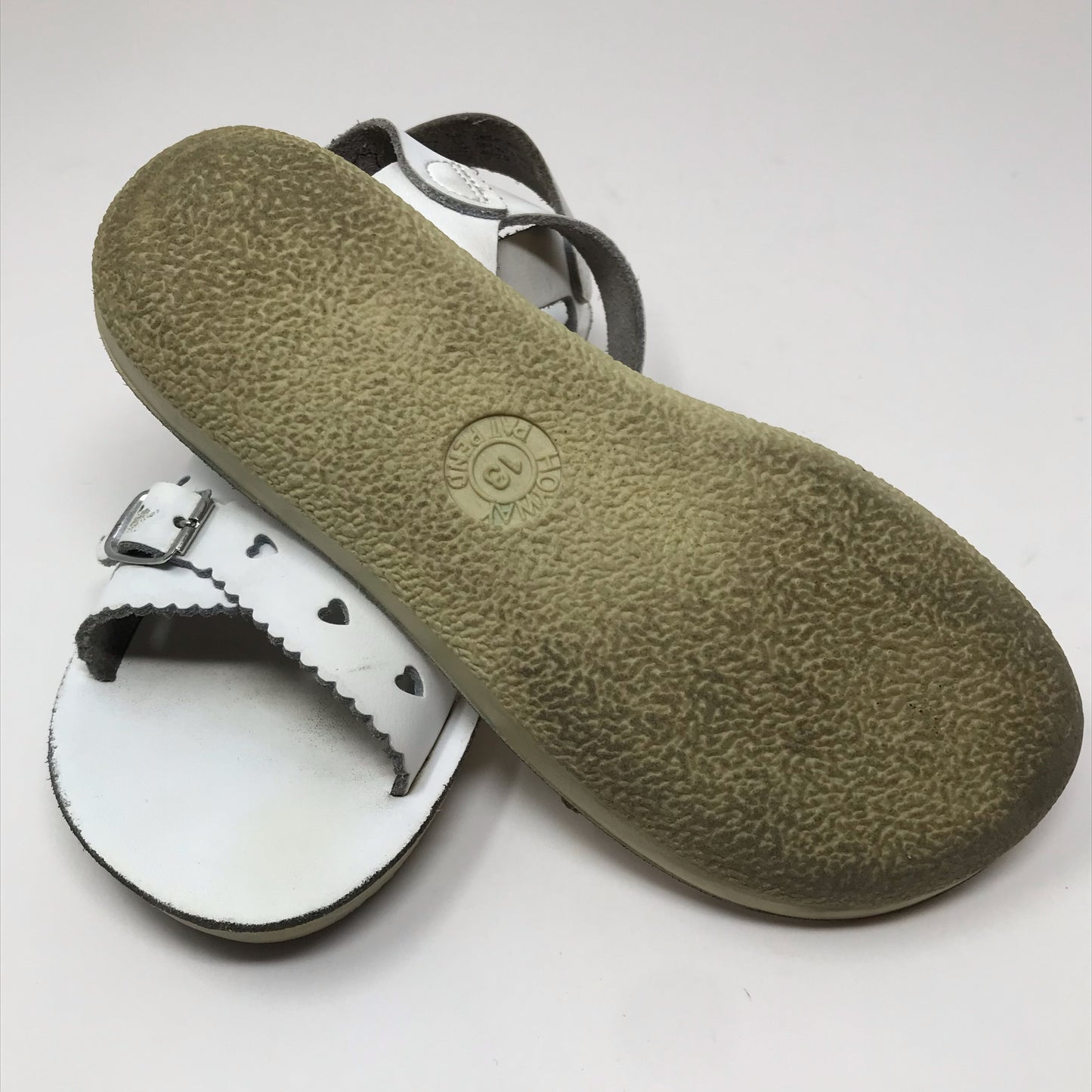 Sun-San Sweetheart White Leather Sandals Girl Size 13