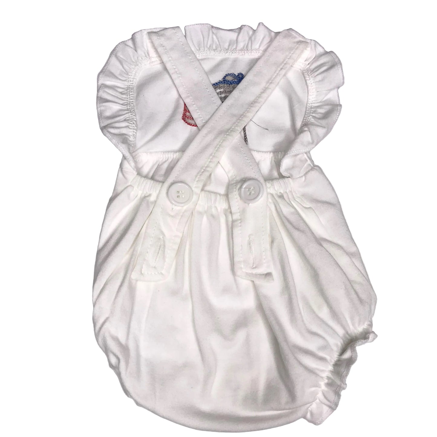 Sunsuit Romper Flag Embroidered Patriotic White Baby Girl Size 0-3M