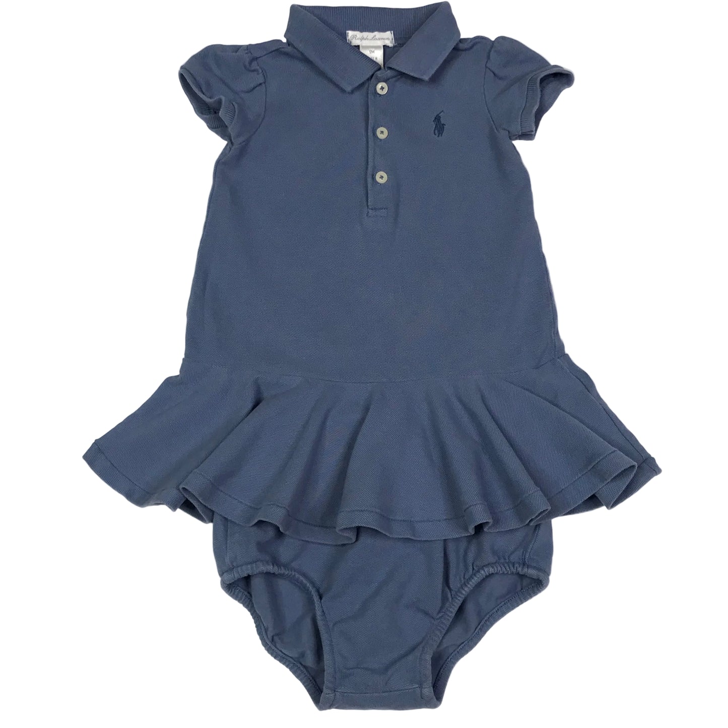 Ralph Lauren Stretch Mesh Polo Dress Blue Girls Size 9M