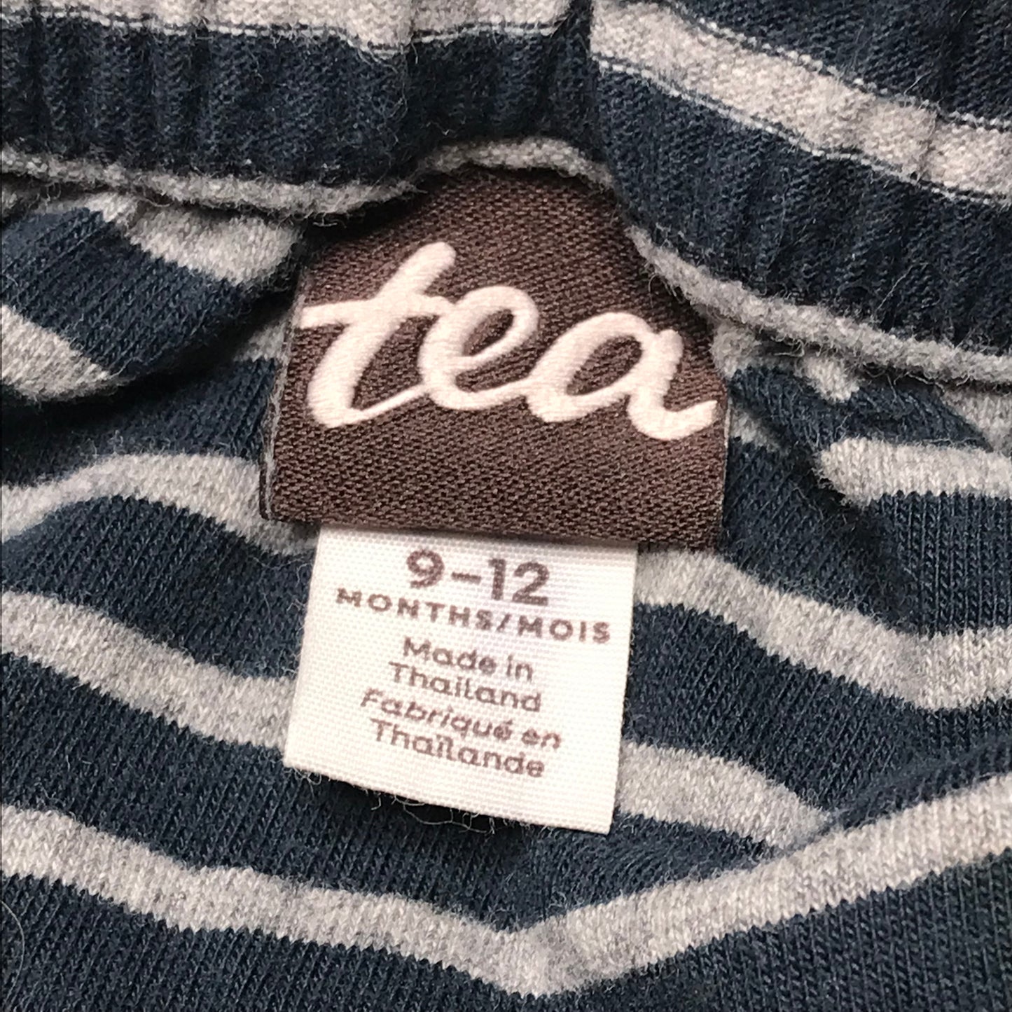 Tea Collection Stripes Knit Jumpsuit One Piece Navy Blue Grey Unisex Size 9-12M