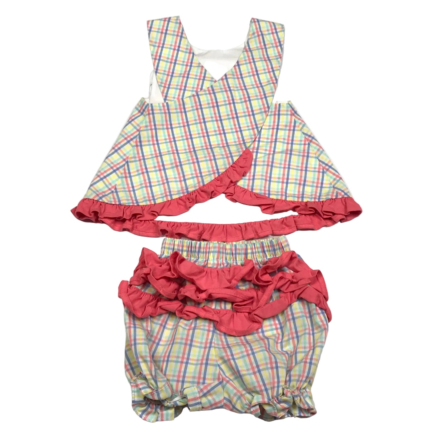 Banana Split Whale Plaid Smocked Bloomer Set Girls Size 12M