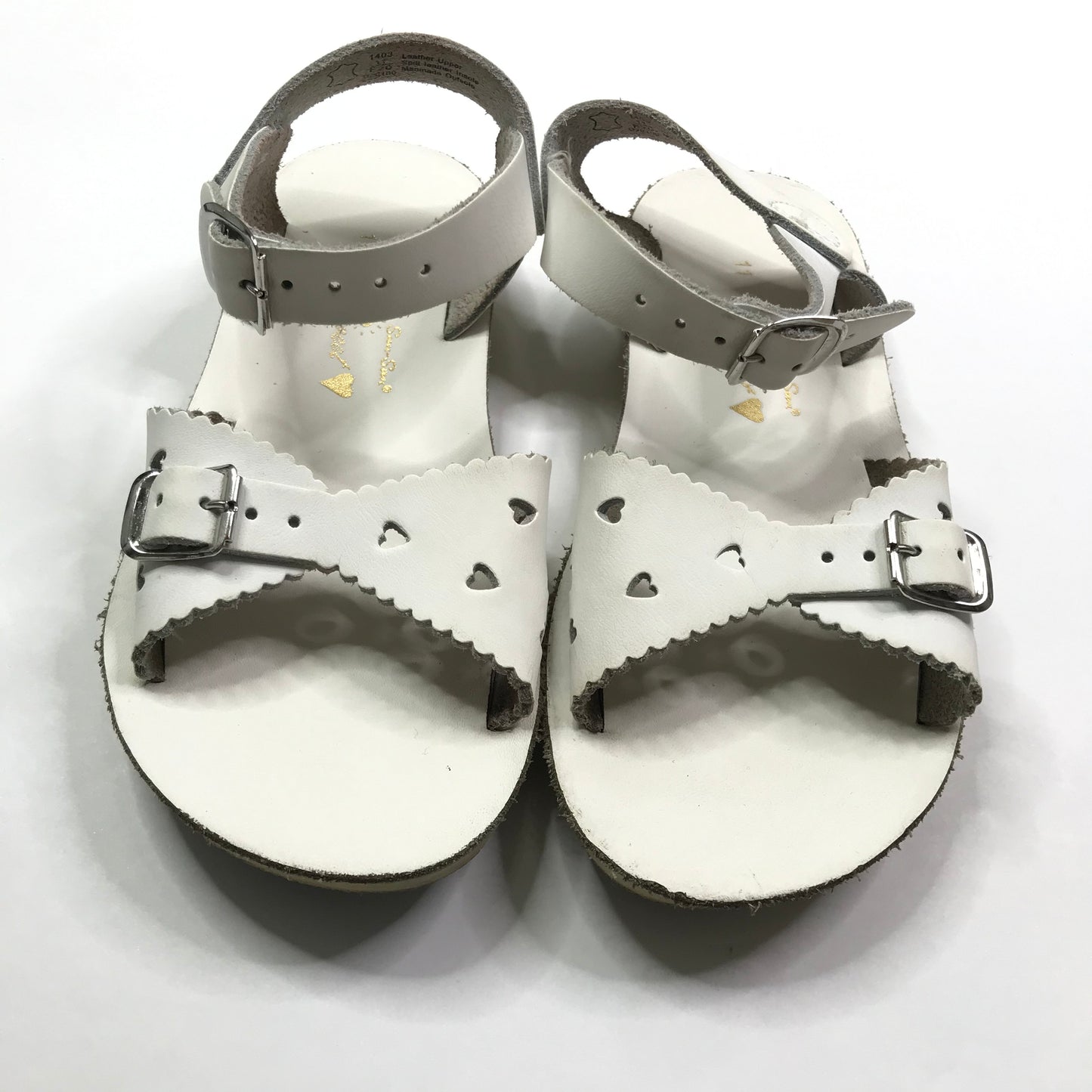 Sun-San Salt Water Sweetheart Sandals Shoes White Girls Size 11