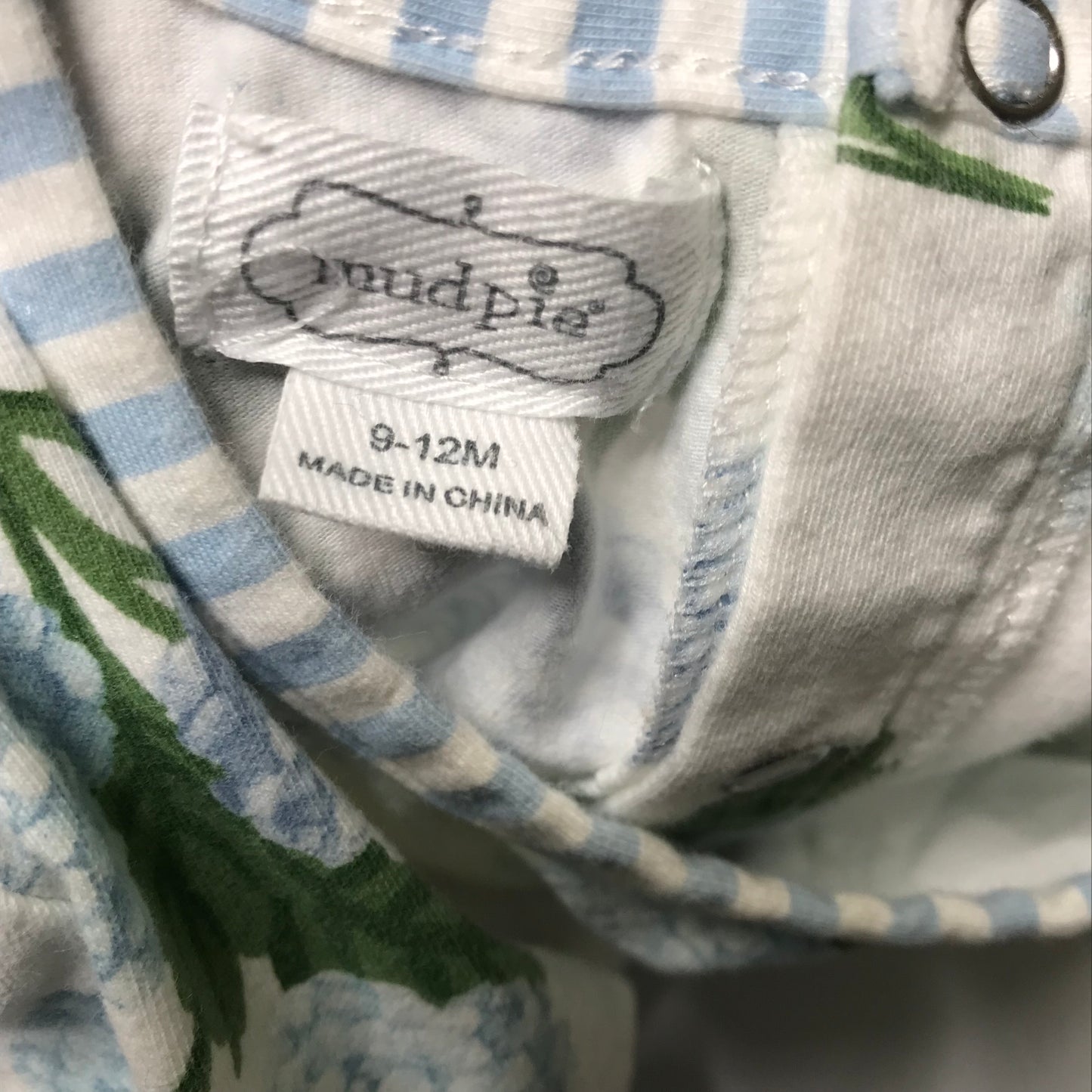 Mudpie Bubble Floral Hydrangea White Blue Baby Girl Size 9-12M