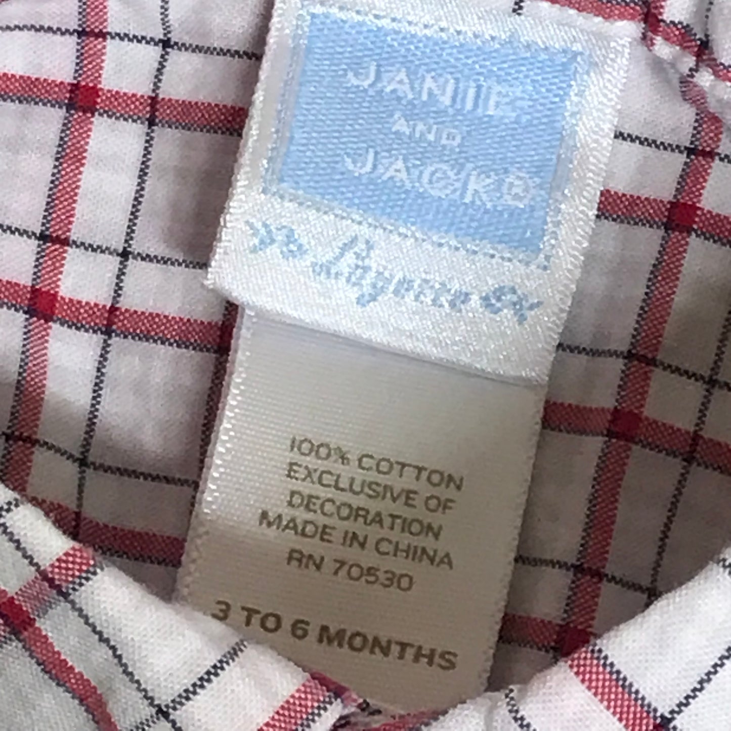 Janie and Jack Plaid Shortall Button Baby Boy Size 3-6M