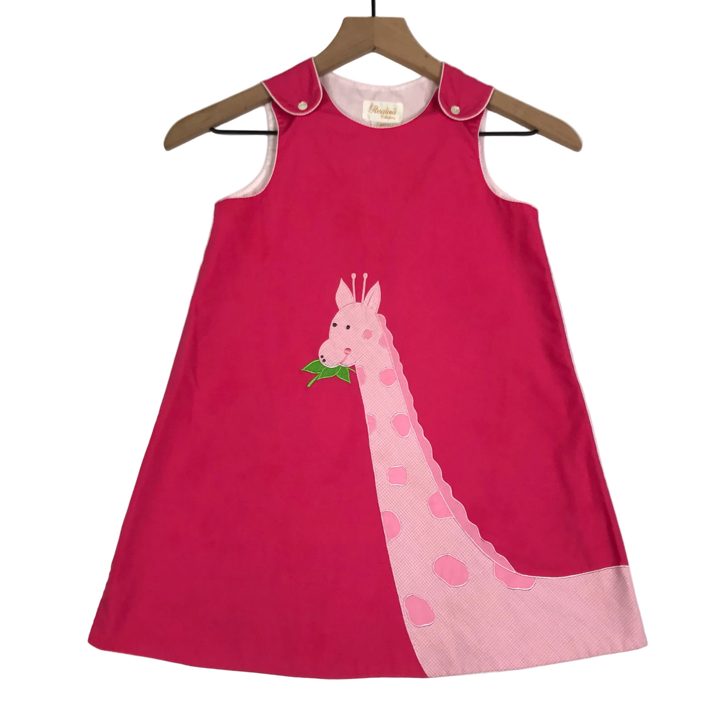 Rosalina Giraffe Appliqué Girls Size 4T Aline Dress