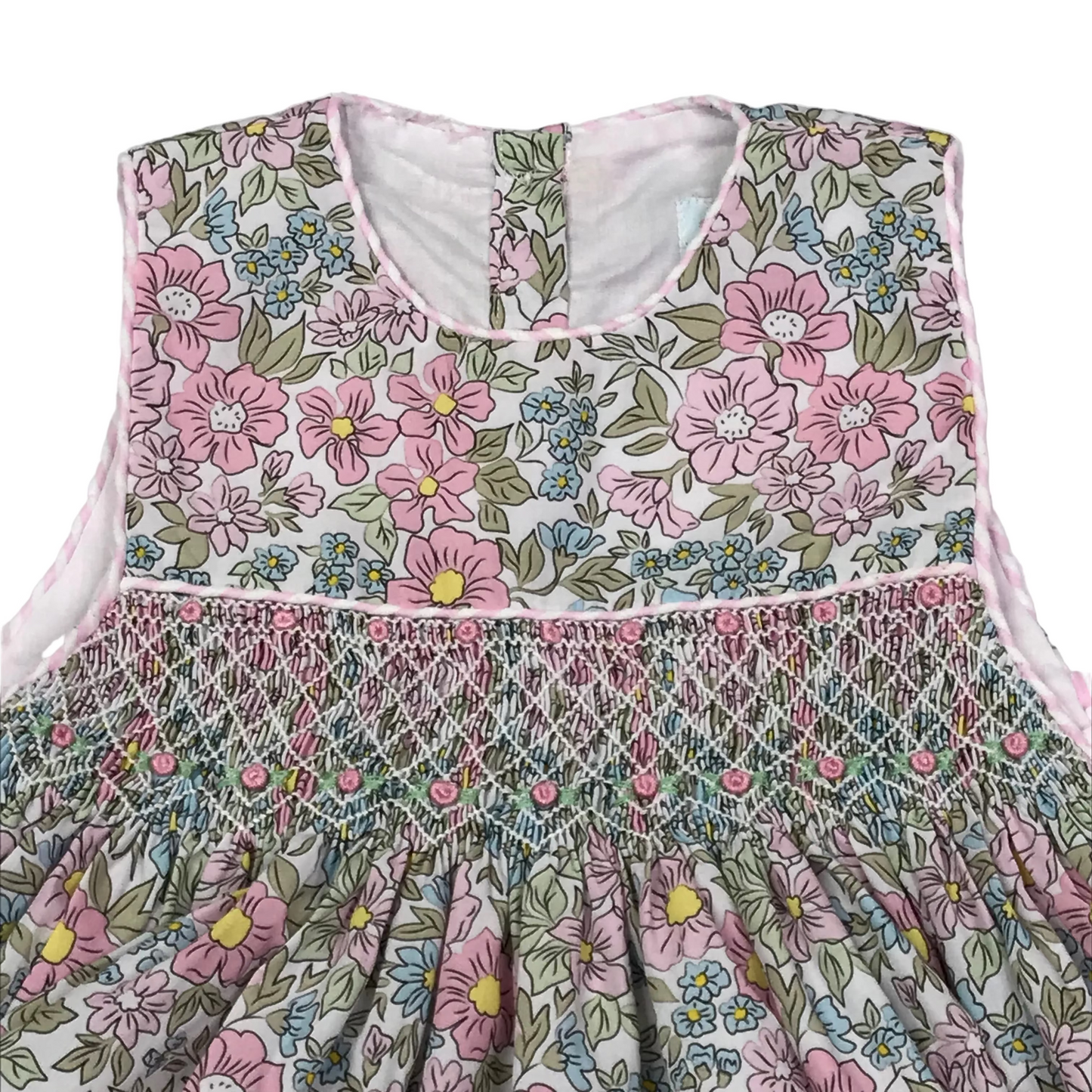 Stitchy Fish Smocked Floral Seersucker Short Set Girls Size 4T