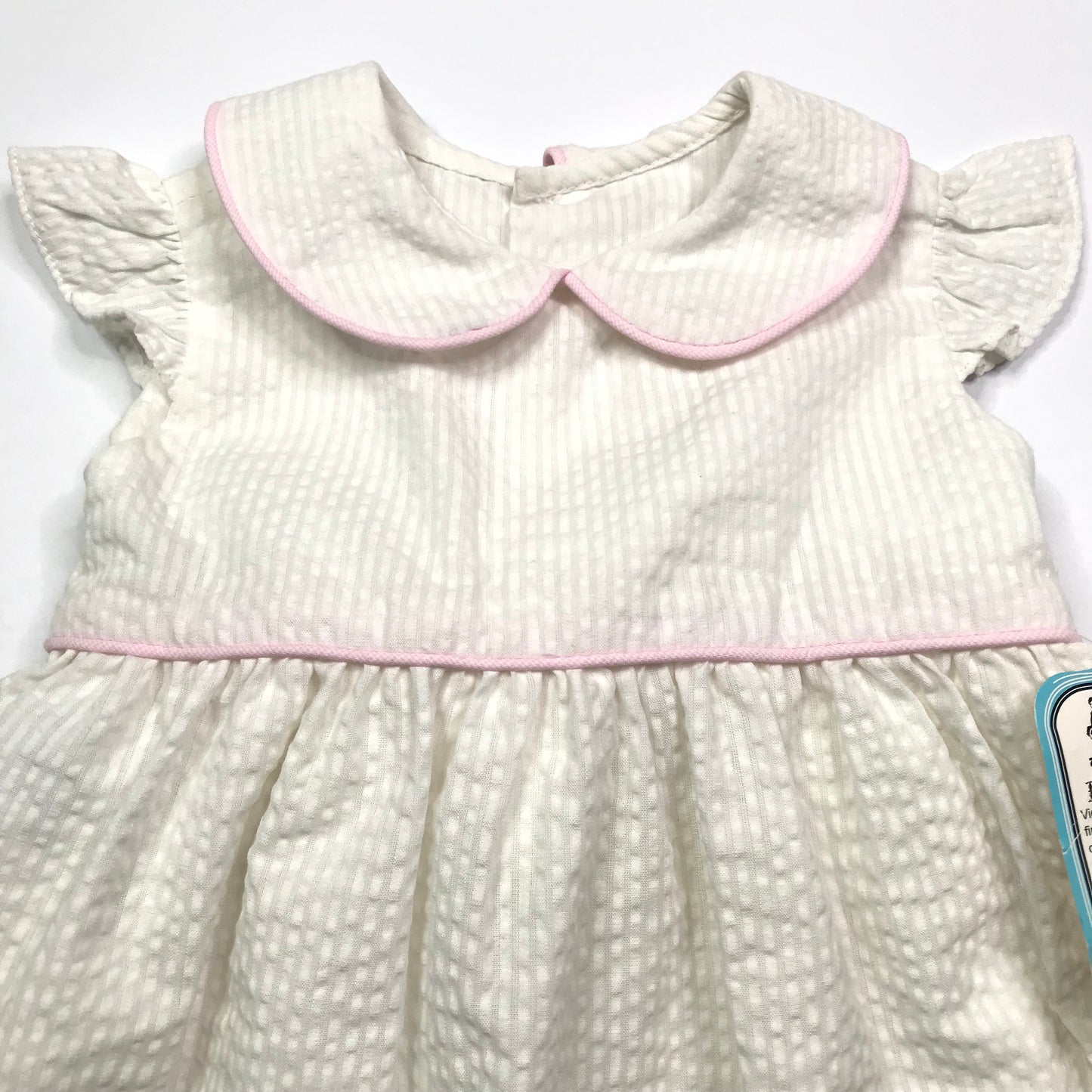 Remember Nguyen Seersucker Peter Pan Collar Dress White Girls Size 2T NWT