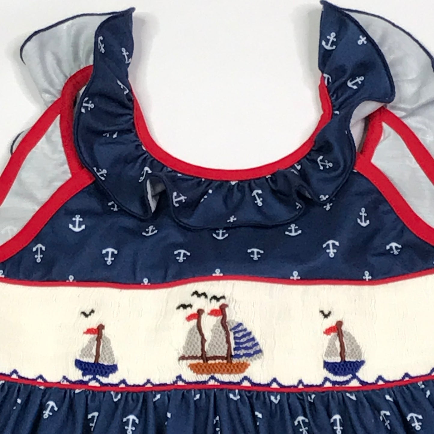 Olive You Smocked Set Nautical Sailboats Girls Size 6