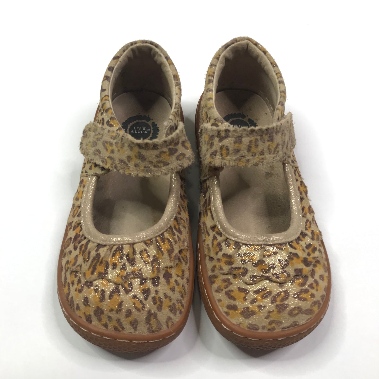 Livie & Luca Ruche Mary Jane Leopard Shimmer Shoes Girls Size 11