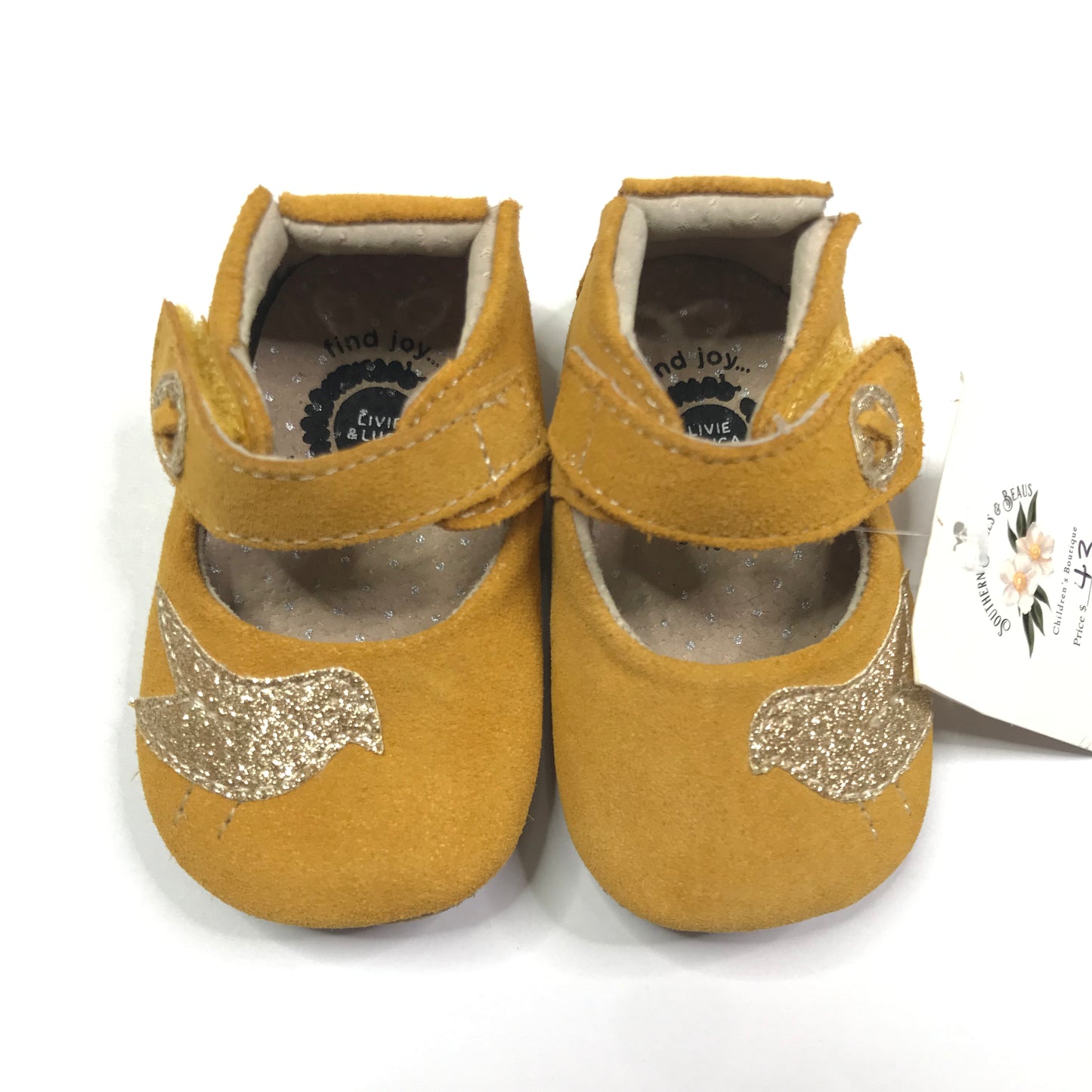 Livie & Luca Pio Pio Yellow Mary Janes Shoes Girls Size 0-6M NEW