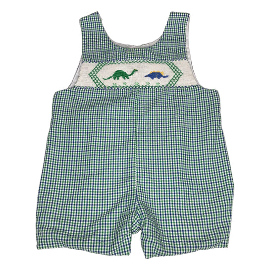 Vtg Baby Boy Smocked Dinosaur Jon Jon Gingham Size 18M