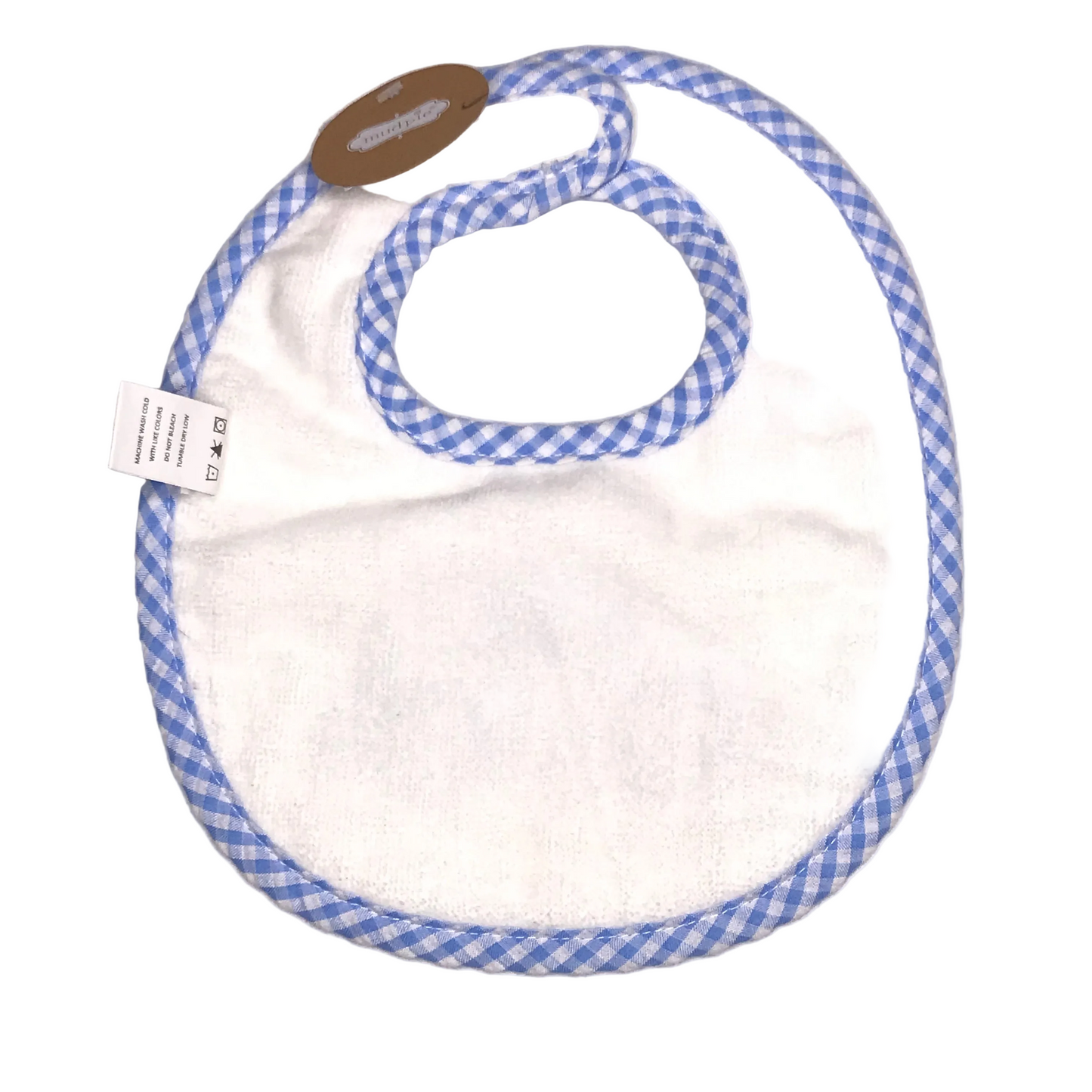 NWT Mudpie Terry Cloth Gingham Car Baby Bib