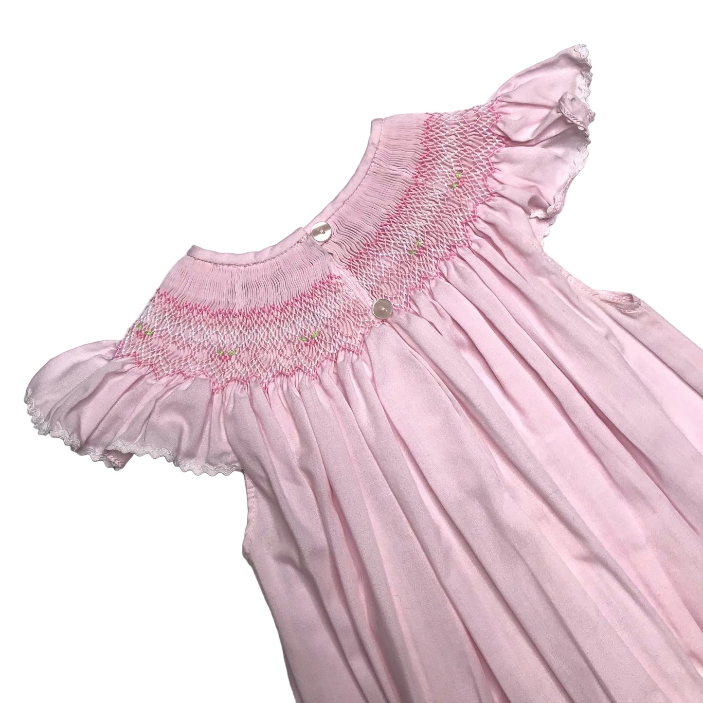 Rosalina Smocked Bishop Dress Pink Poplin Floral Girl Size 2T