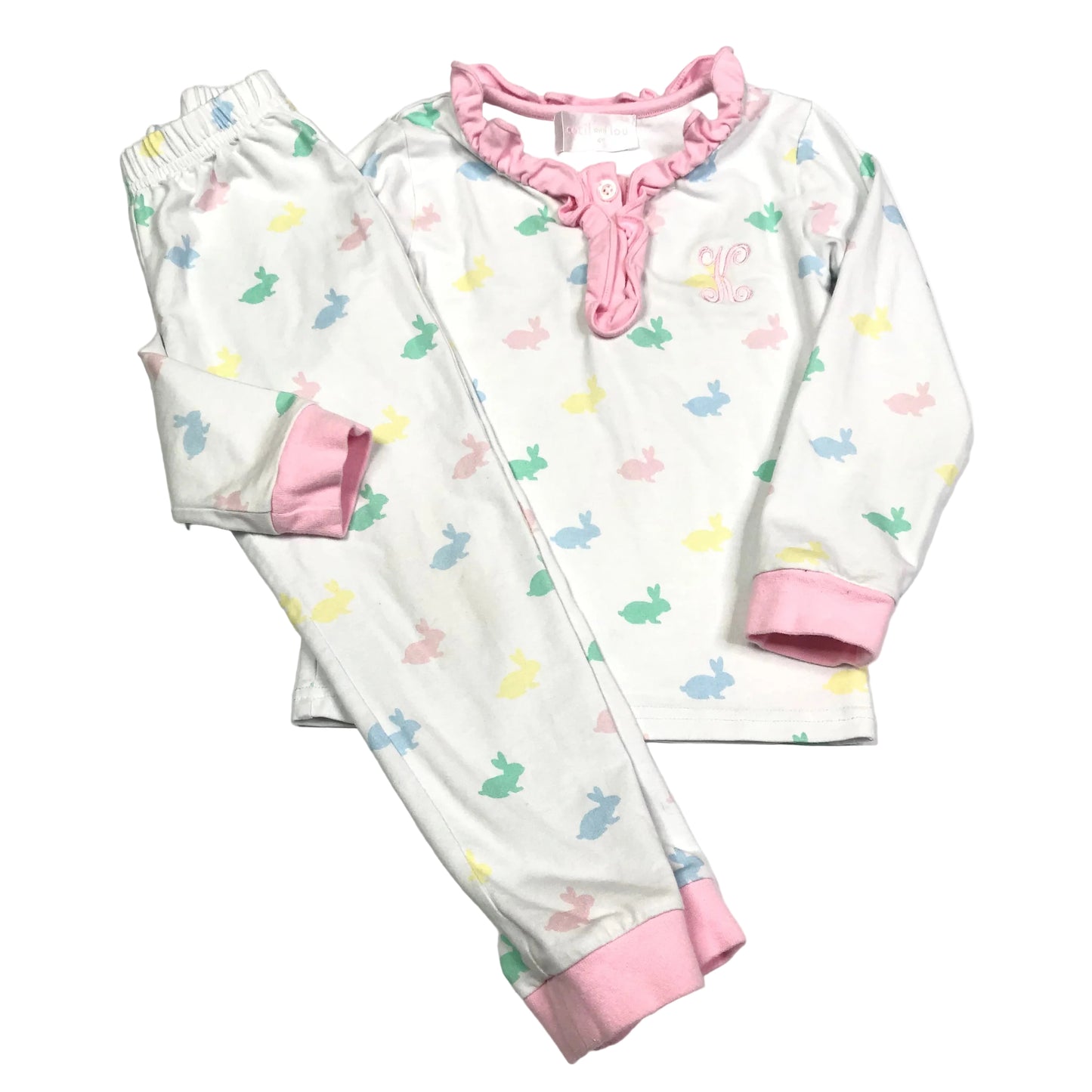 Cecil & Lou Easter Bunny “K” Pajamas Jammie’s Girls Size 4T