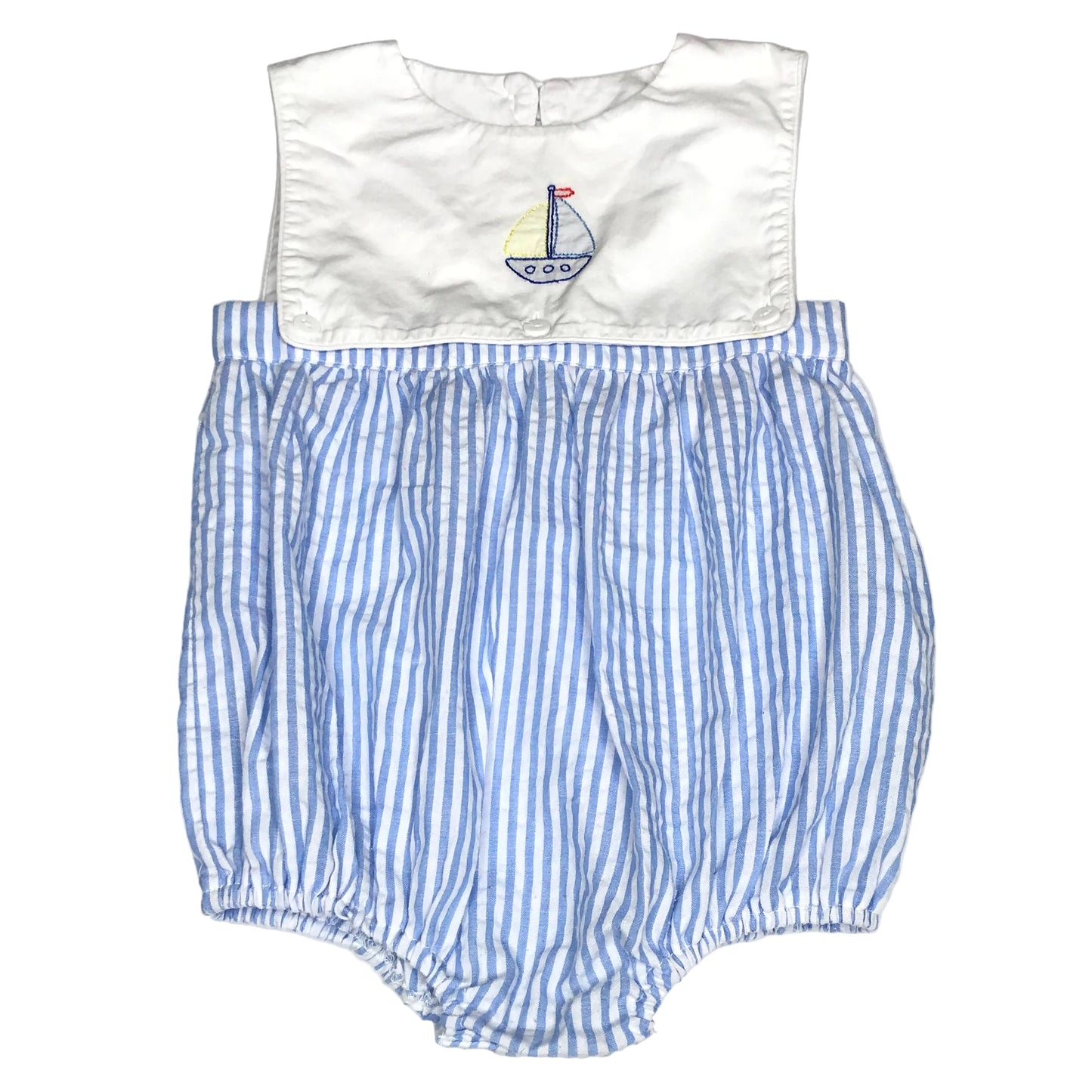 The Smocking Place Baby Boy Sailboat Embroidery Bubble Size 24M