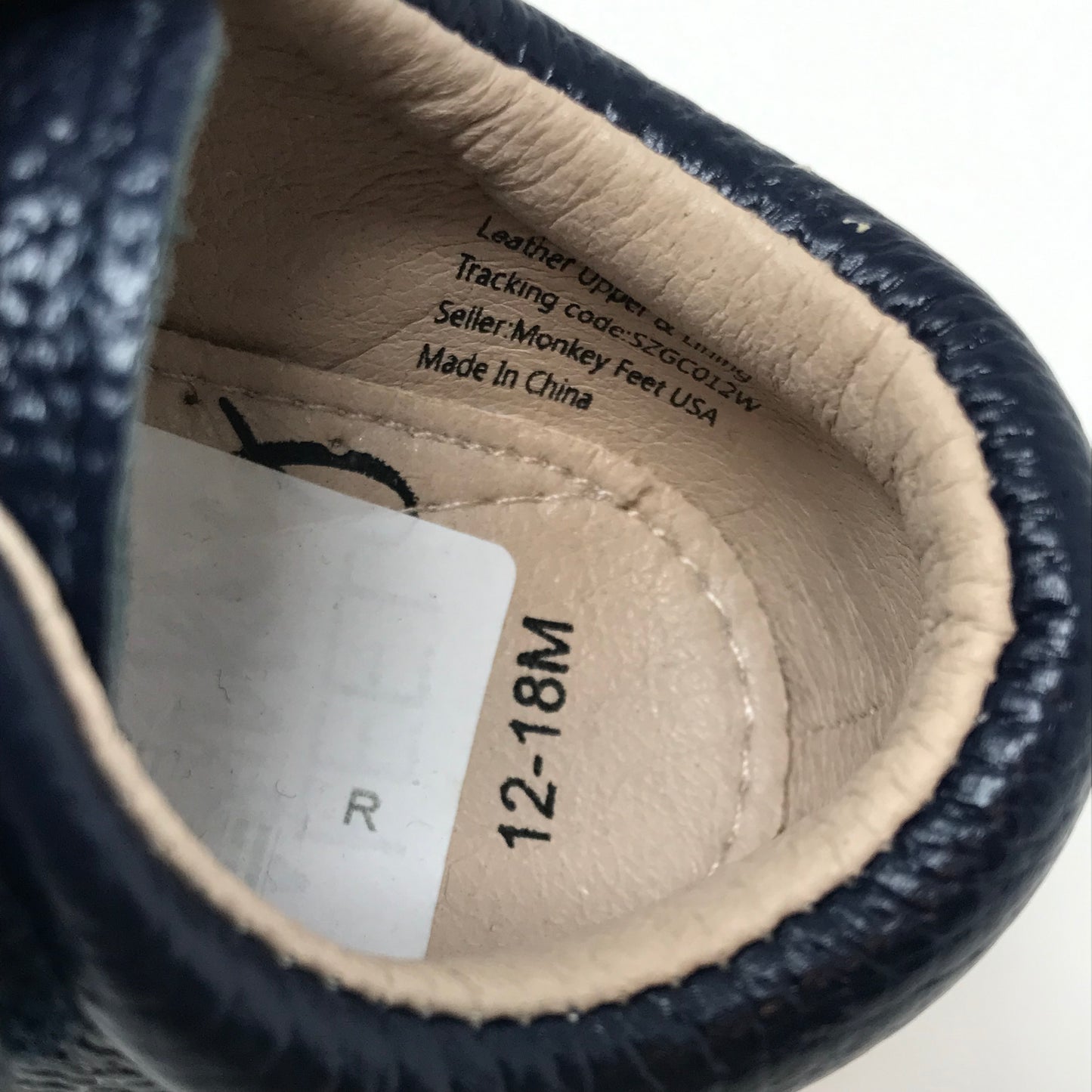 Monkey Feet Classic Leather Lace Up Sneakers Navy Blue Boy Size 5