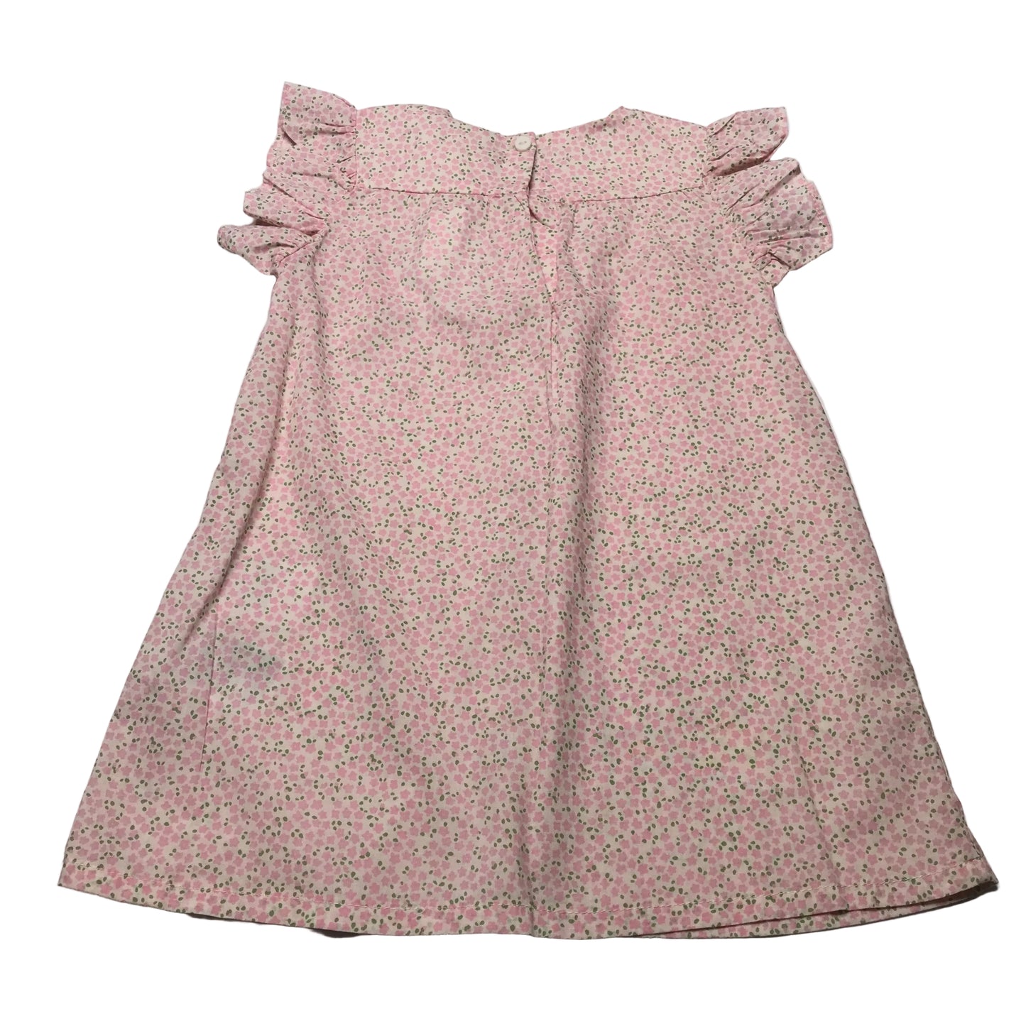 NWT H&M Floral Pink Green Frill Dress Baby Girl Size 12-18M
