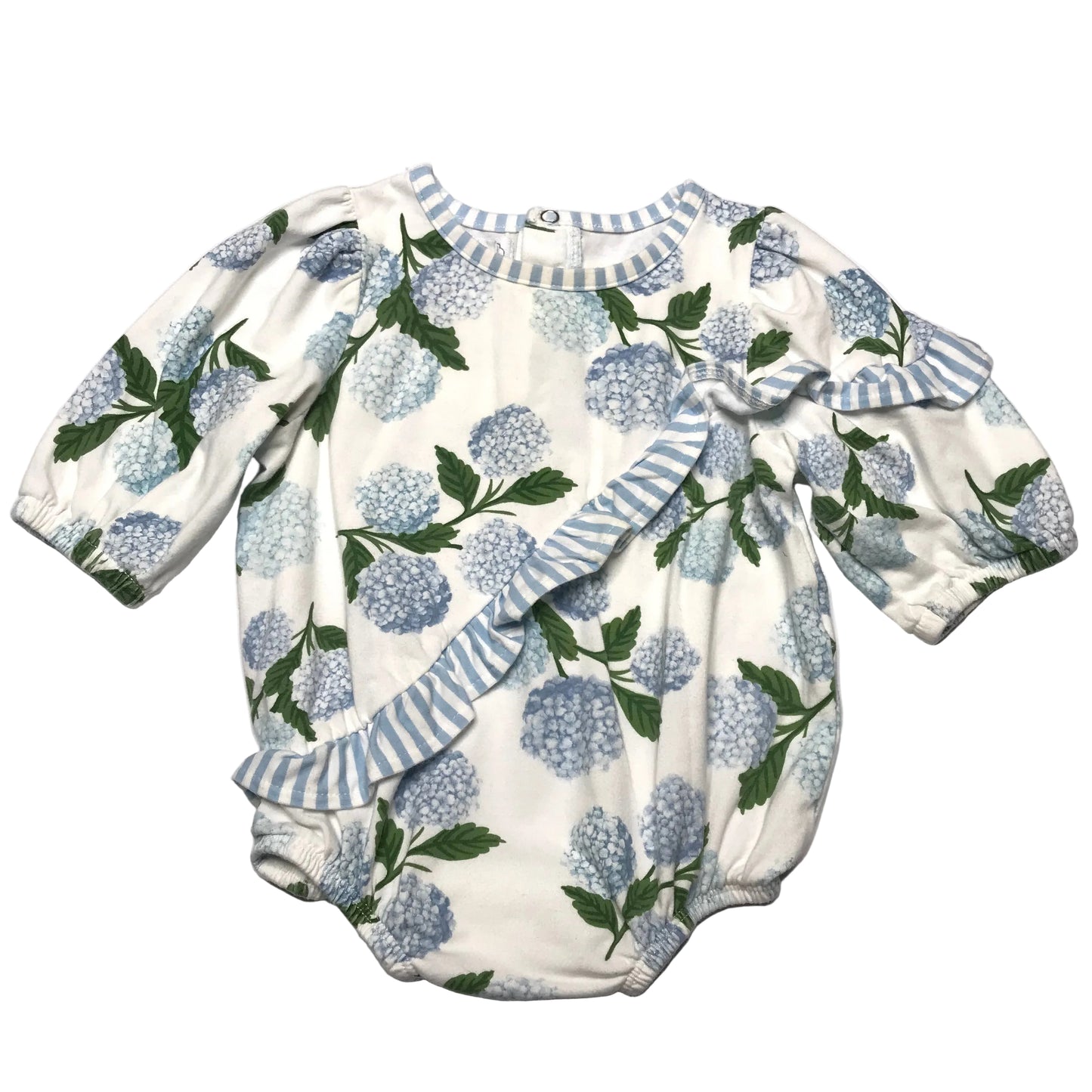 Mudpie Bubble Floral Hydrangea White Blue Baby Girl Size 9-12M