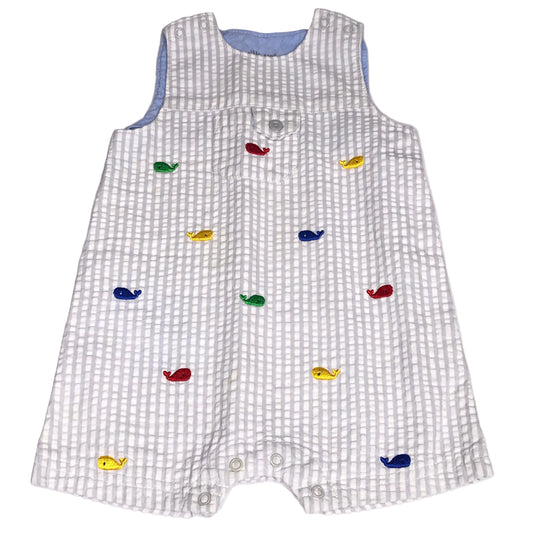 Little Me Baby Boy Jon Jon Whale Embroidered Seersucker Size 6M