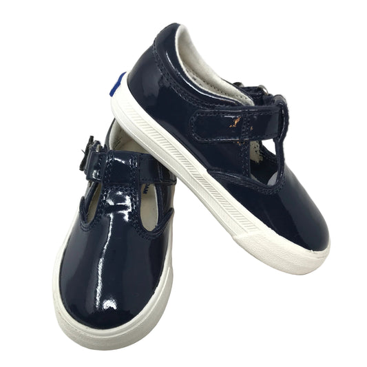 Keds Daphne T-Strap Sneakers Shoes Patent Navy Blue Girls Size 5M