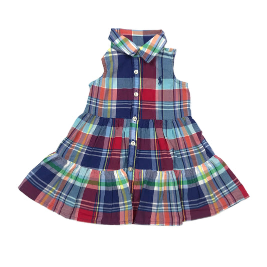 Ralph Lauren Polo Plaid Button Dress Girls Size 6M