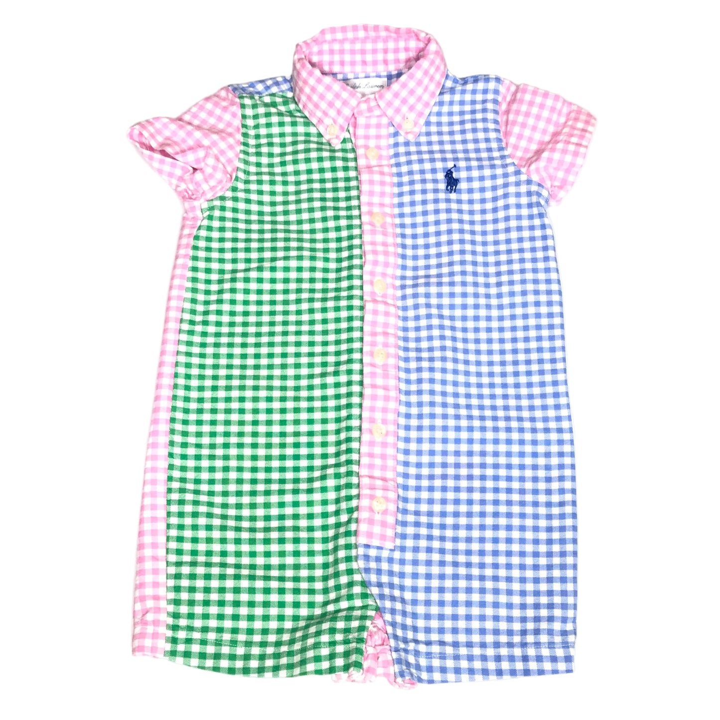 Polo Ralph Lauren Baby Boys Gingham Oxford Shortall Size 12M