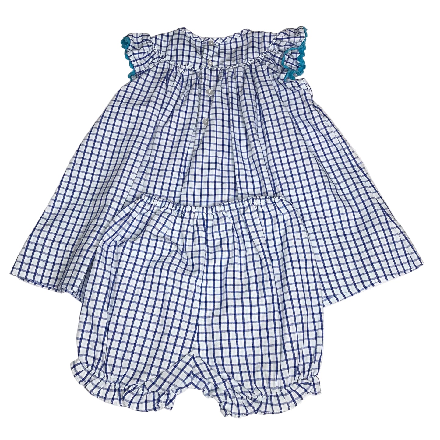 Petit Ami Sailboat Embroidery Plaid Checker Baby Girl Size 3M